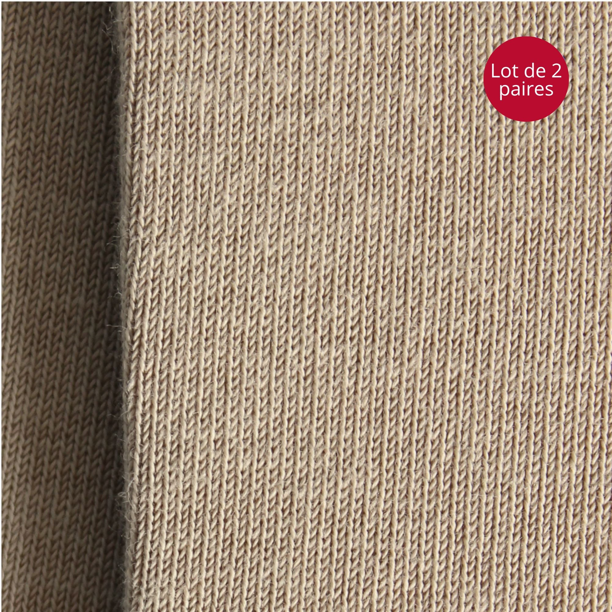 Lot de 2 Chaussettes coton bio beige homme