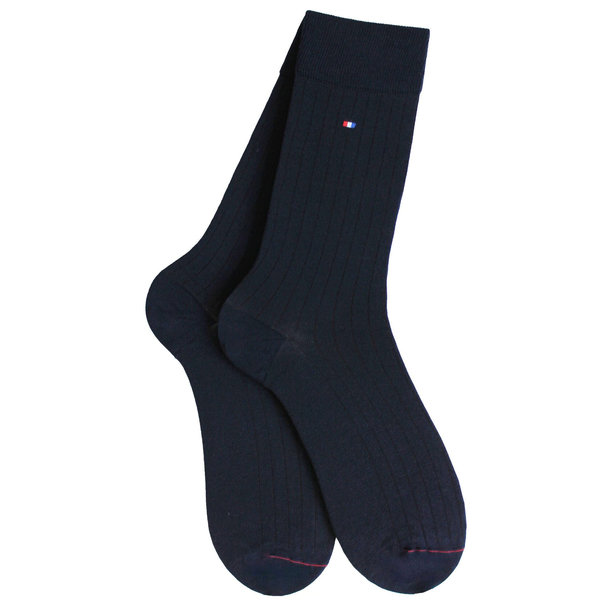 Chaussettes en fil d'écosse Marine - Unies à côtes