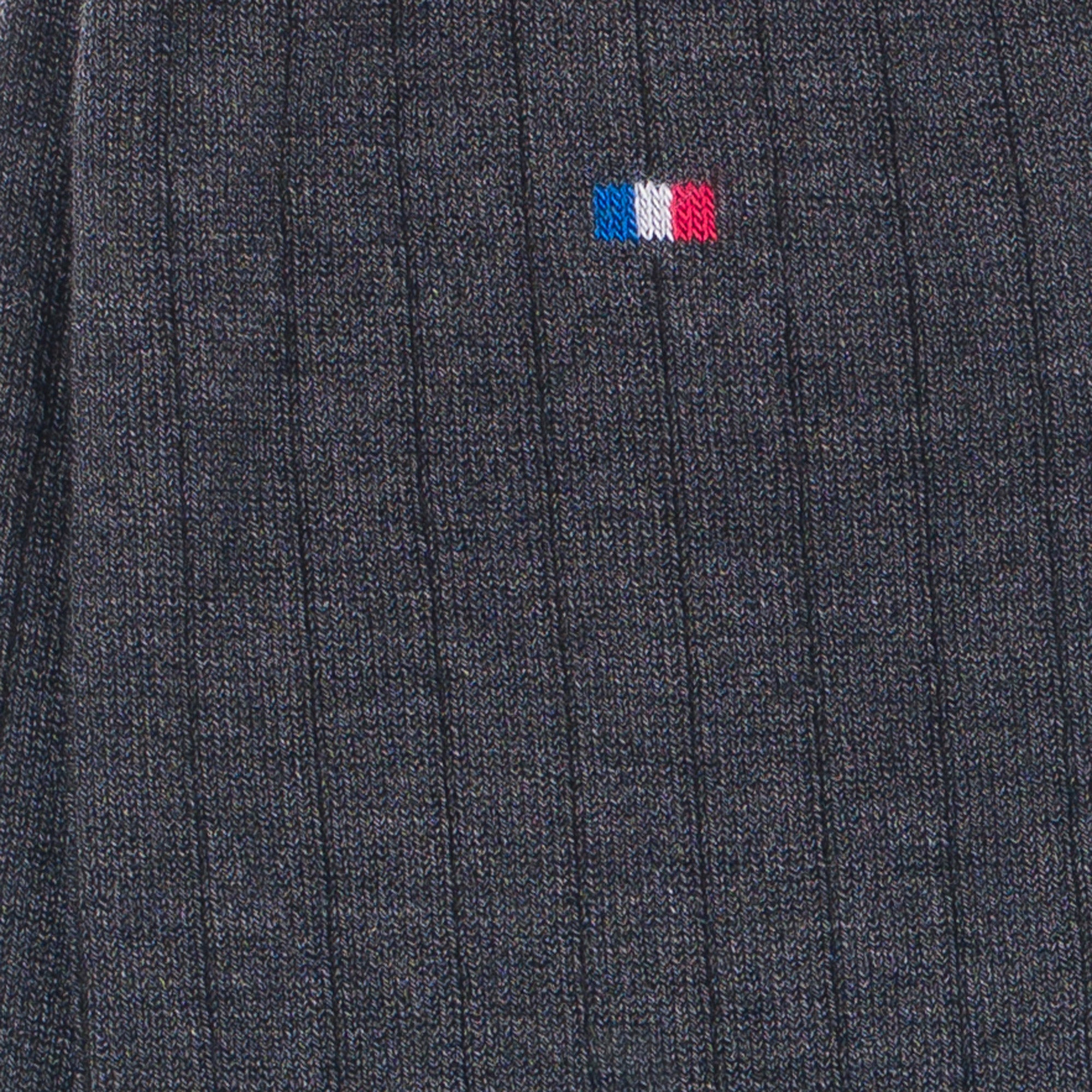 Chaussettes en fil d'écosse Anthracite - Unies à côtes