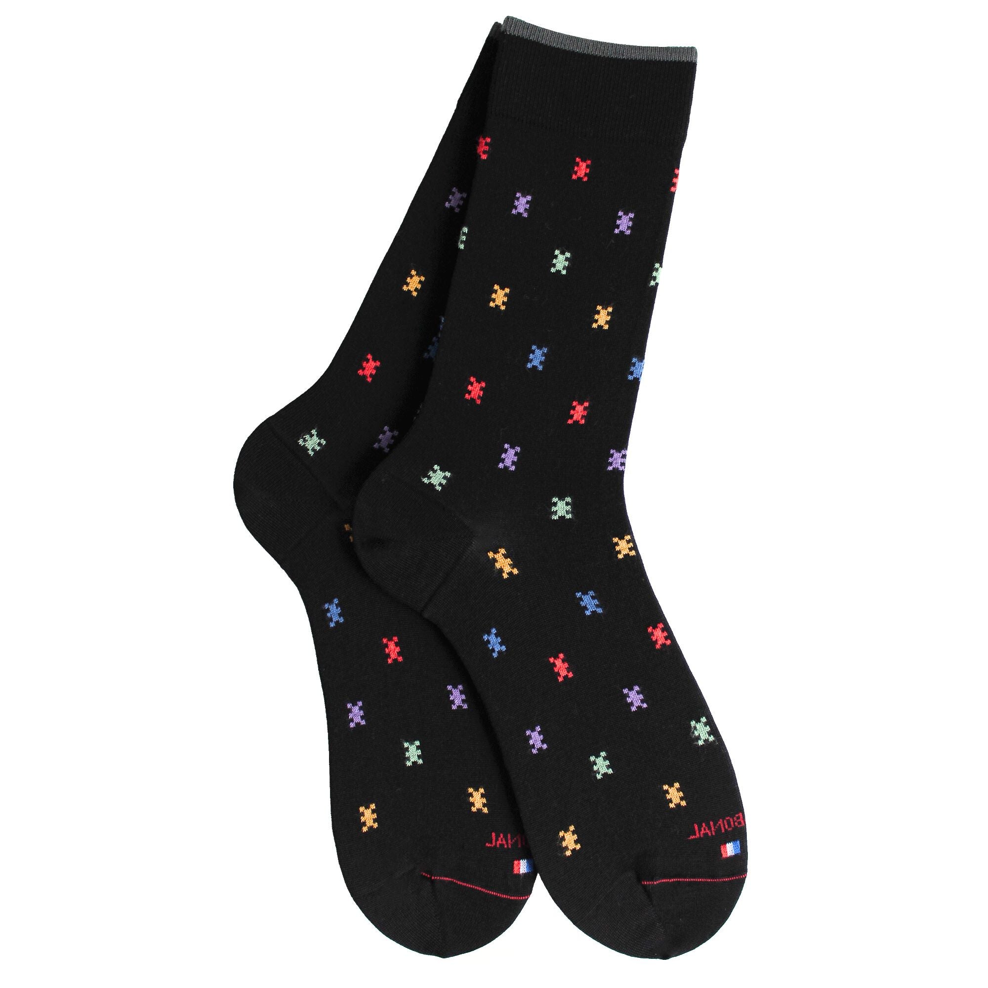 Chaussettes en fil d'écosse Noir - Semis coloré