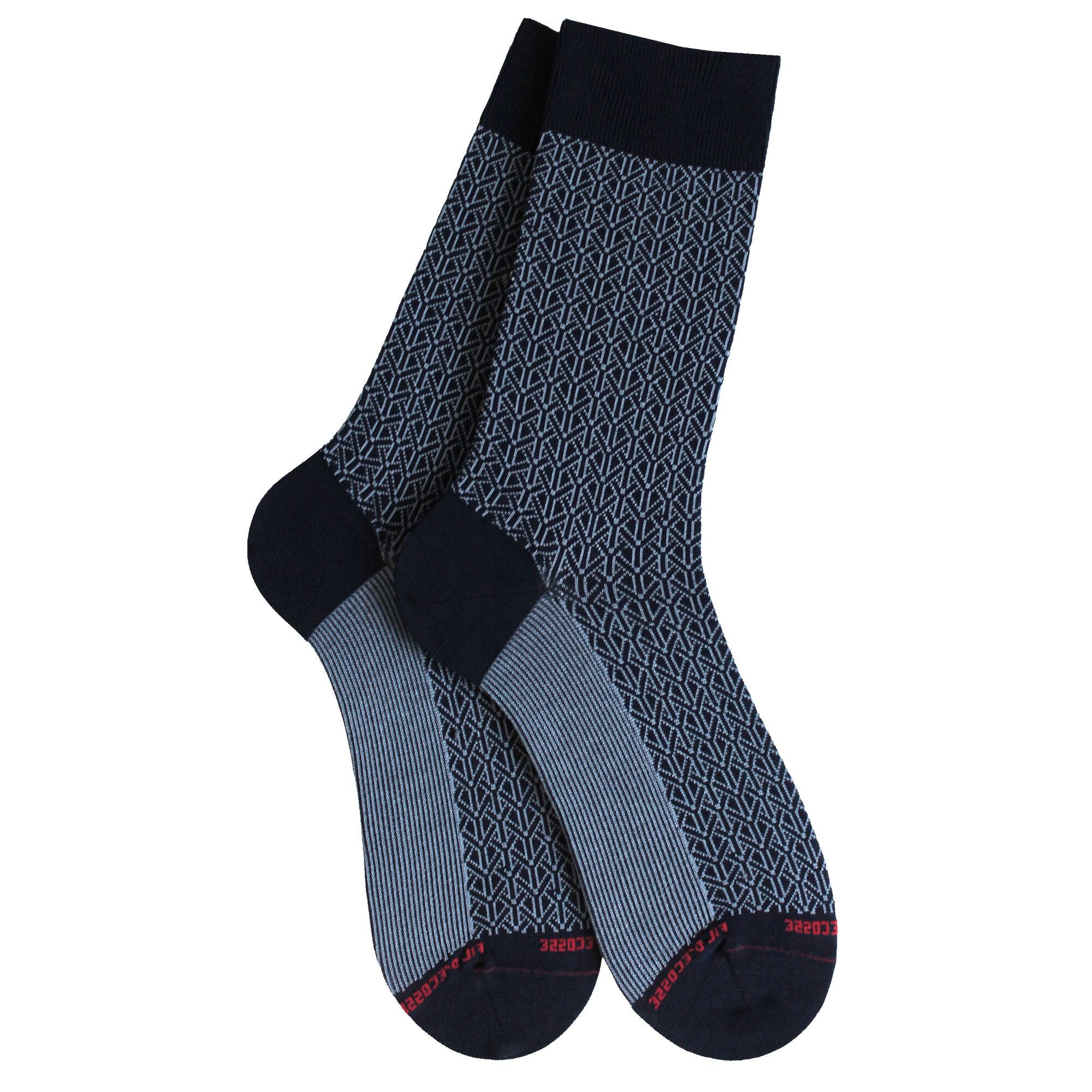 Chaussettes en fil d'écosse Marine - Géométrique bicolore