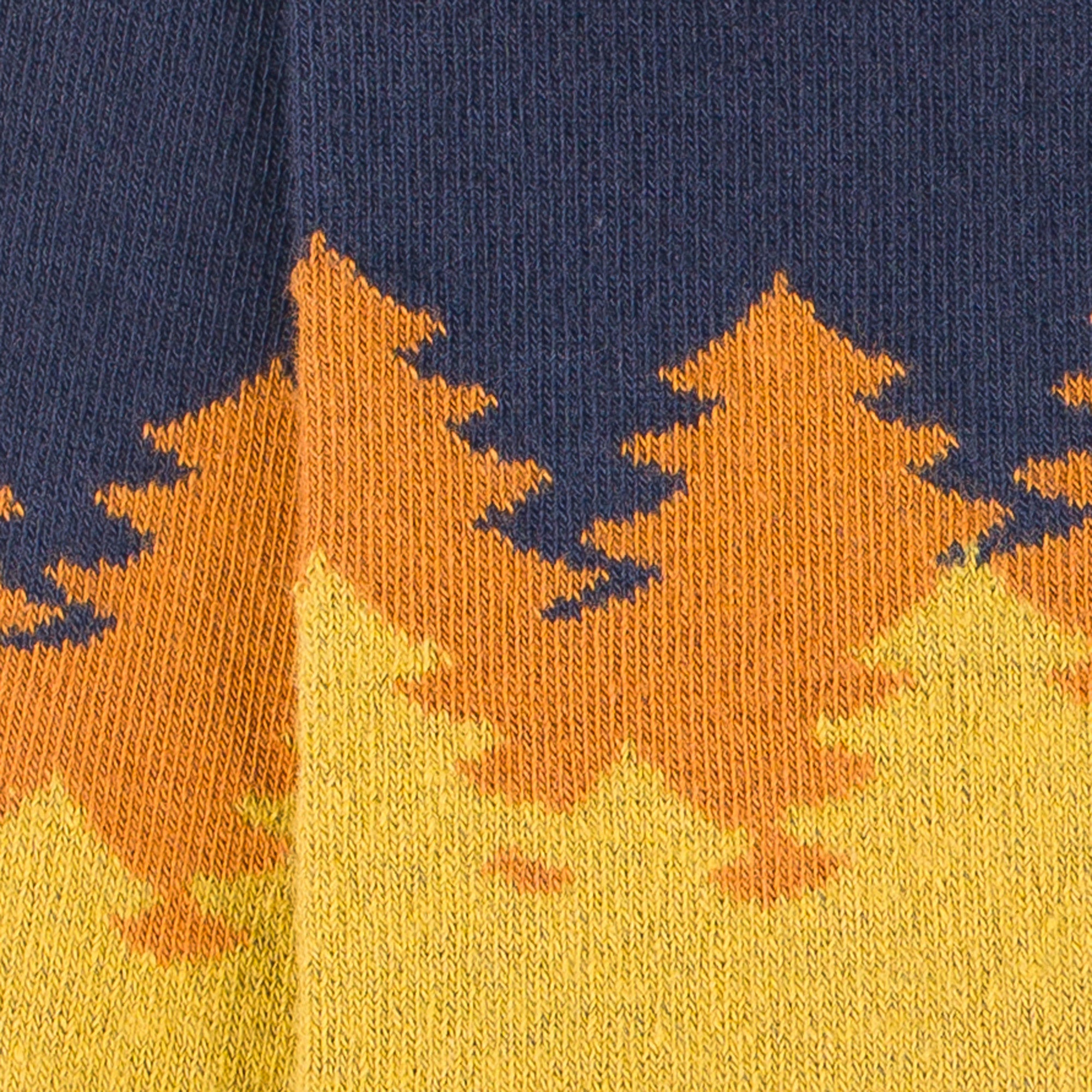 Chaussettes en coton Jaune & Marine - Motif forêt sapins