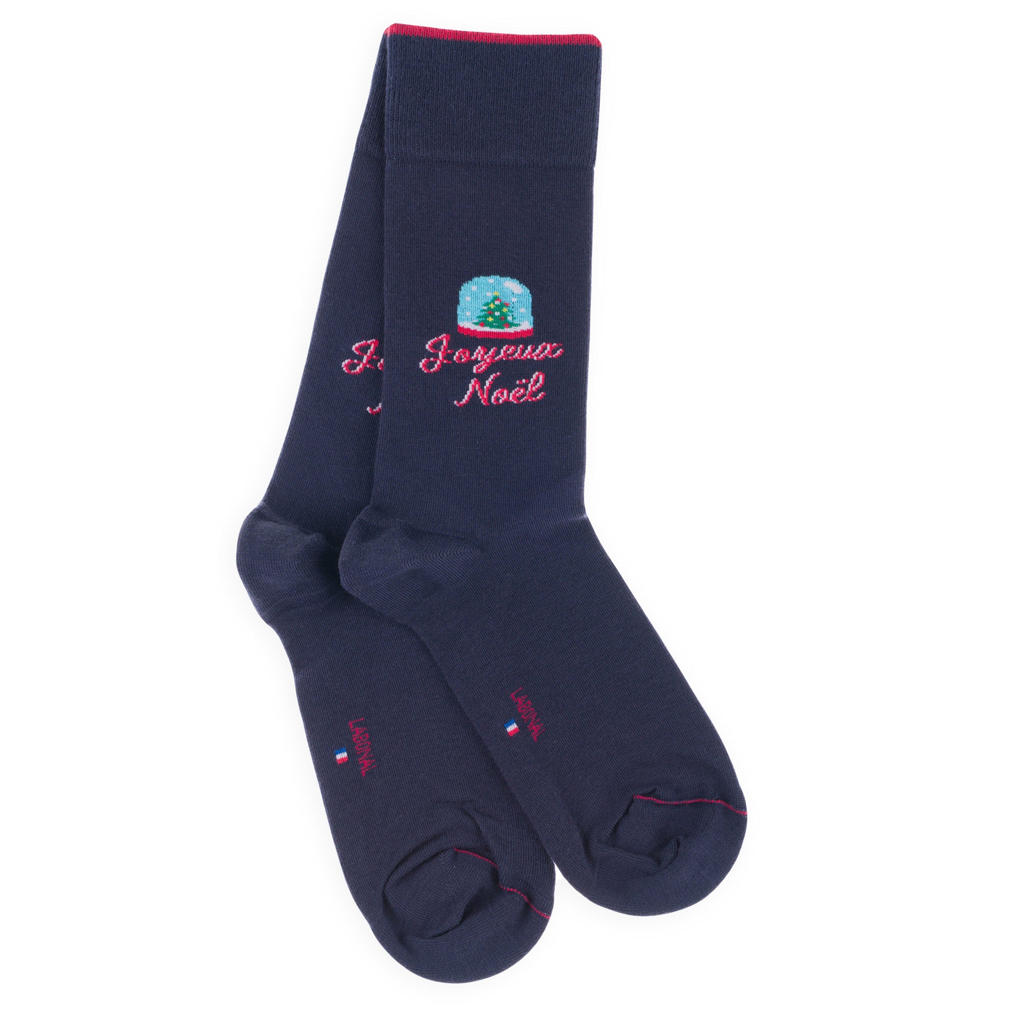 Chaussettes en coton Marine - Motif boule à neige