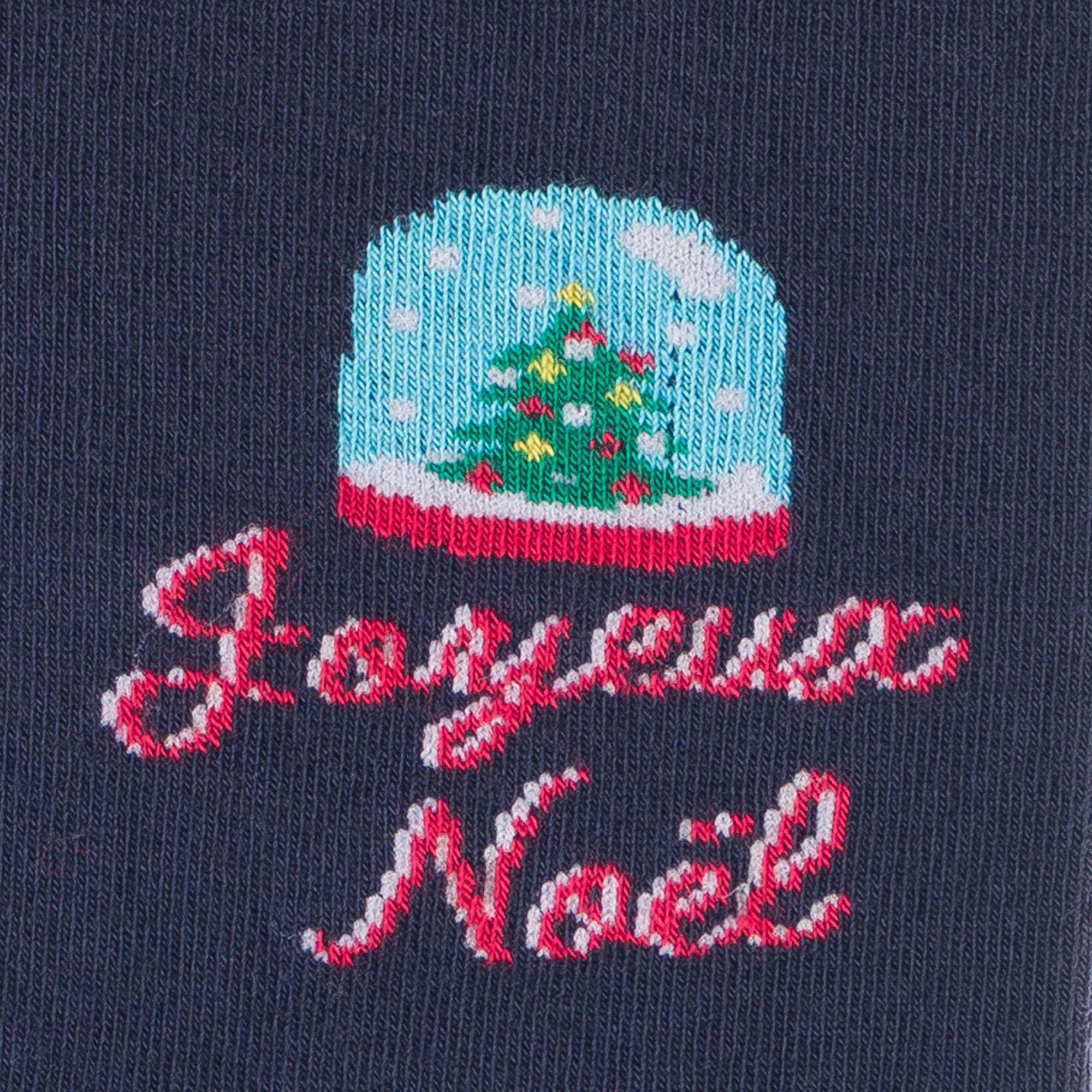 Chaussettes en coton Marine - Motif boule à neige