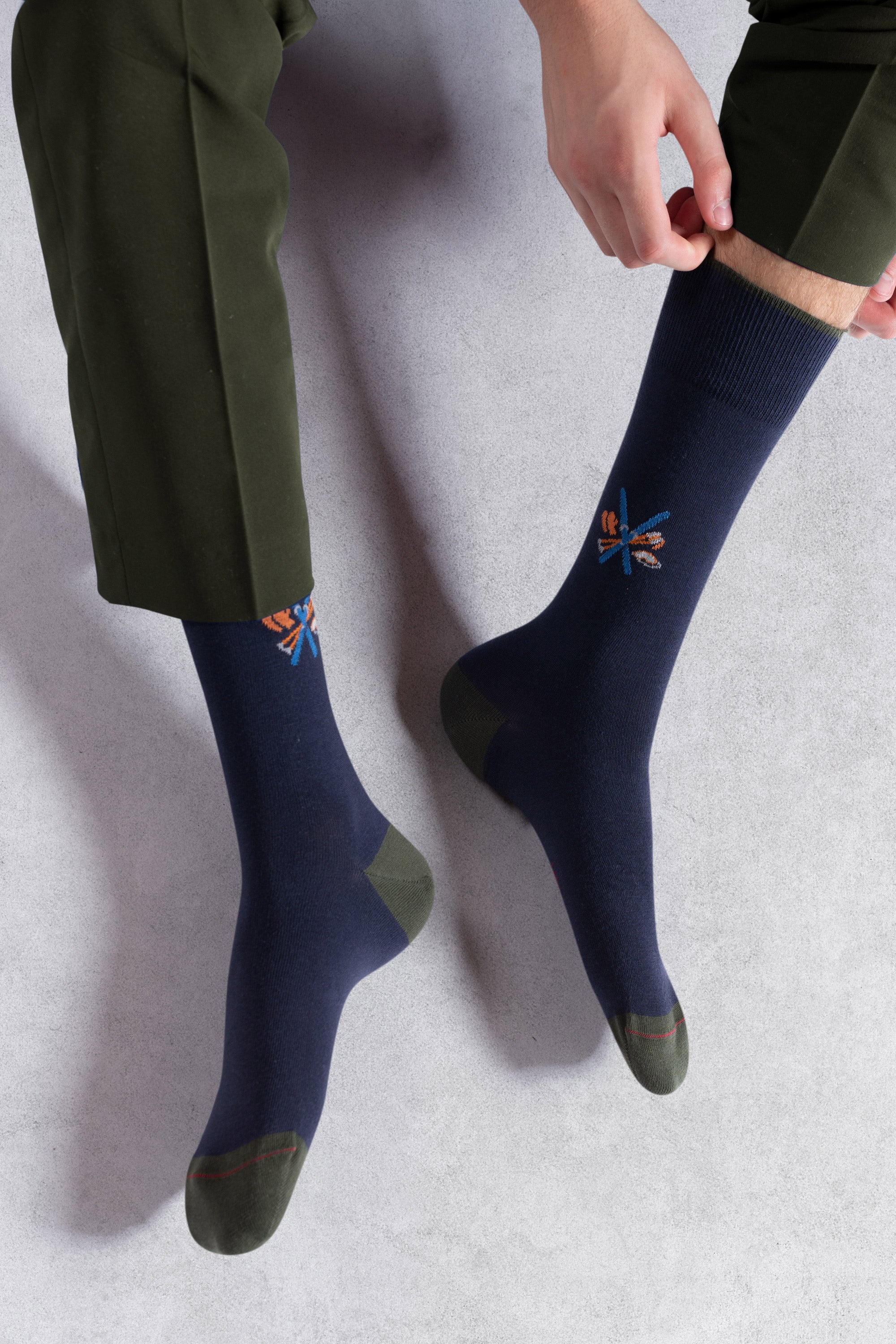 Chaussettes en coton Marine - Motifs skis croisés