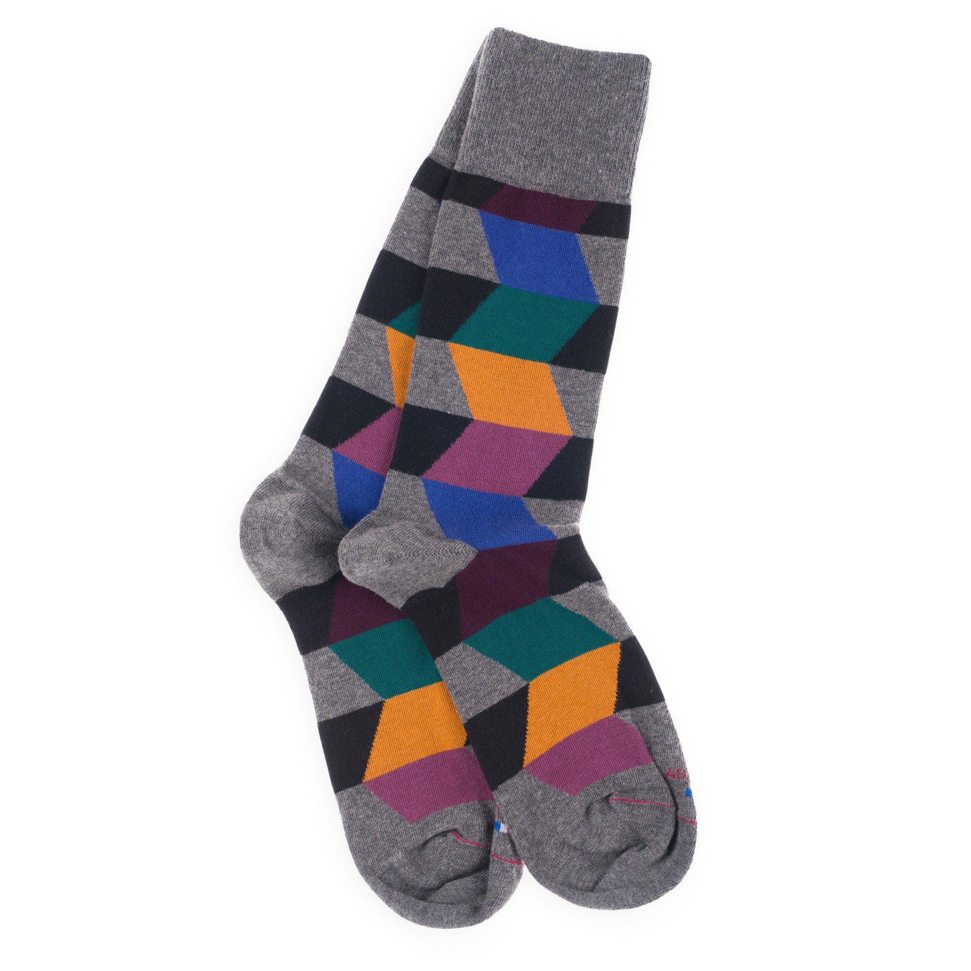 Chaussettes en coton Gris foncé - Motif géométrique