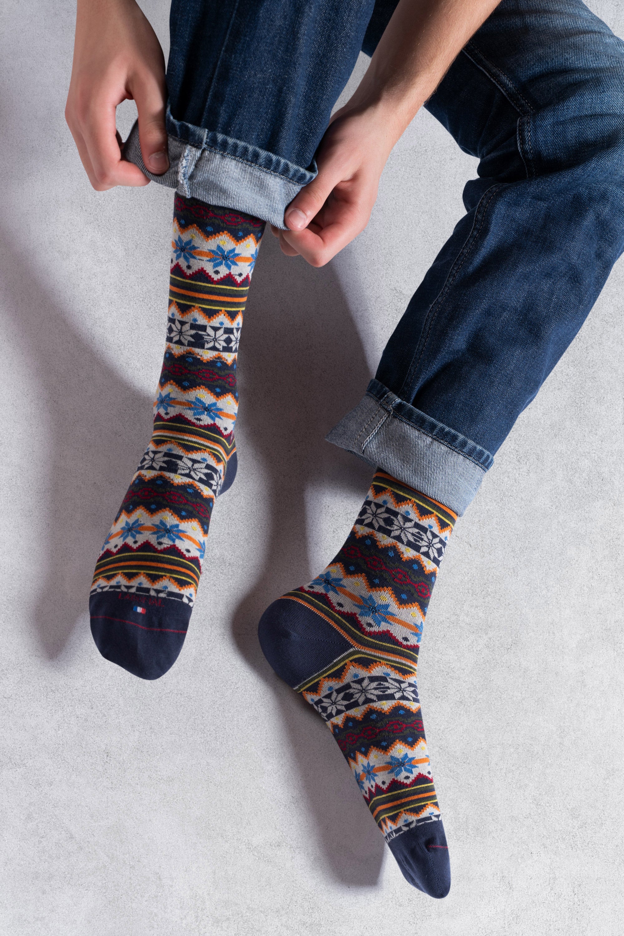 Chaussettes en coton Marine - Style norvégien