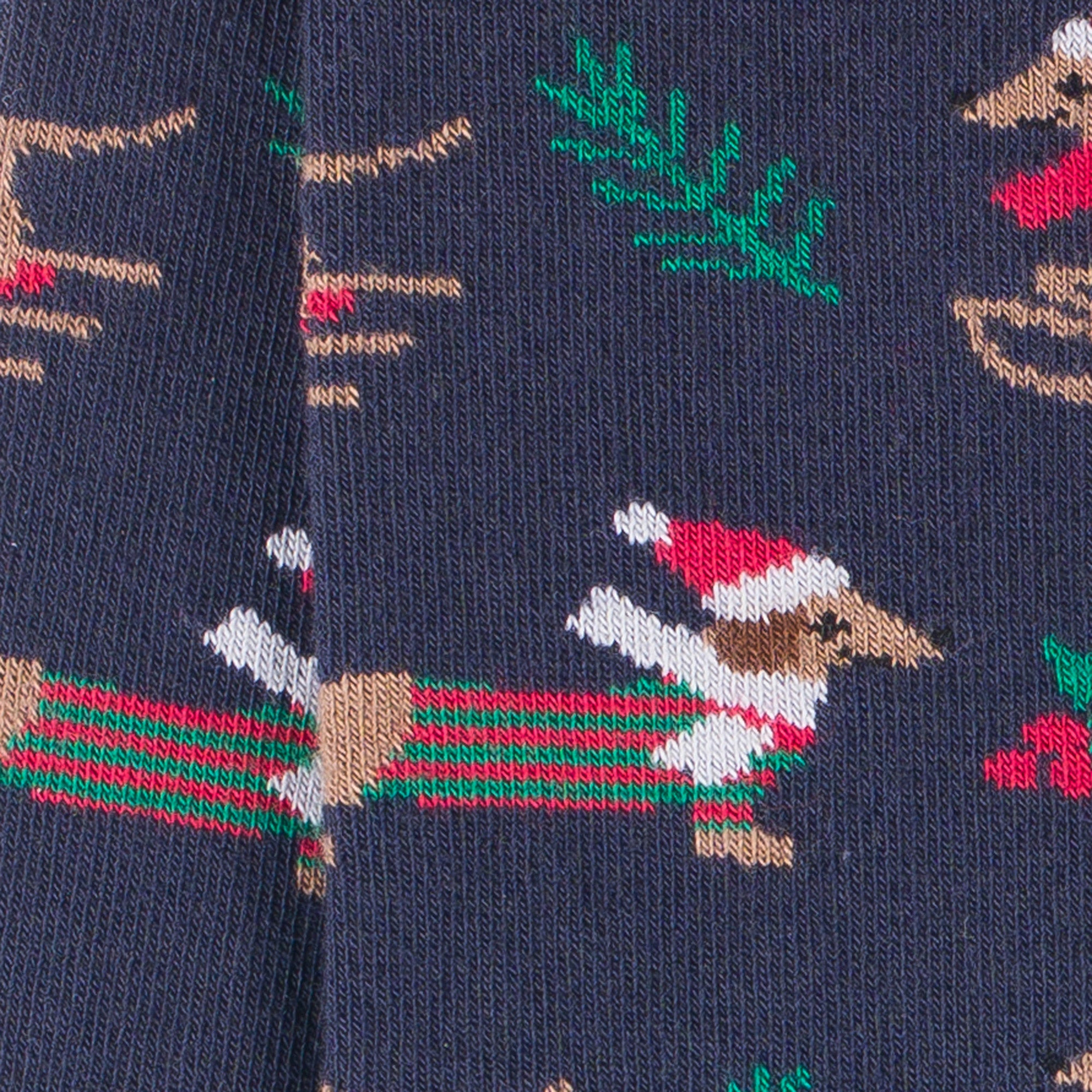 Chaussettes en coton Marine - Motif semis teckel de Noël