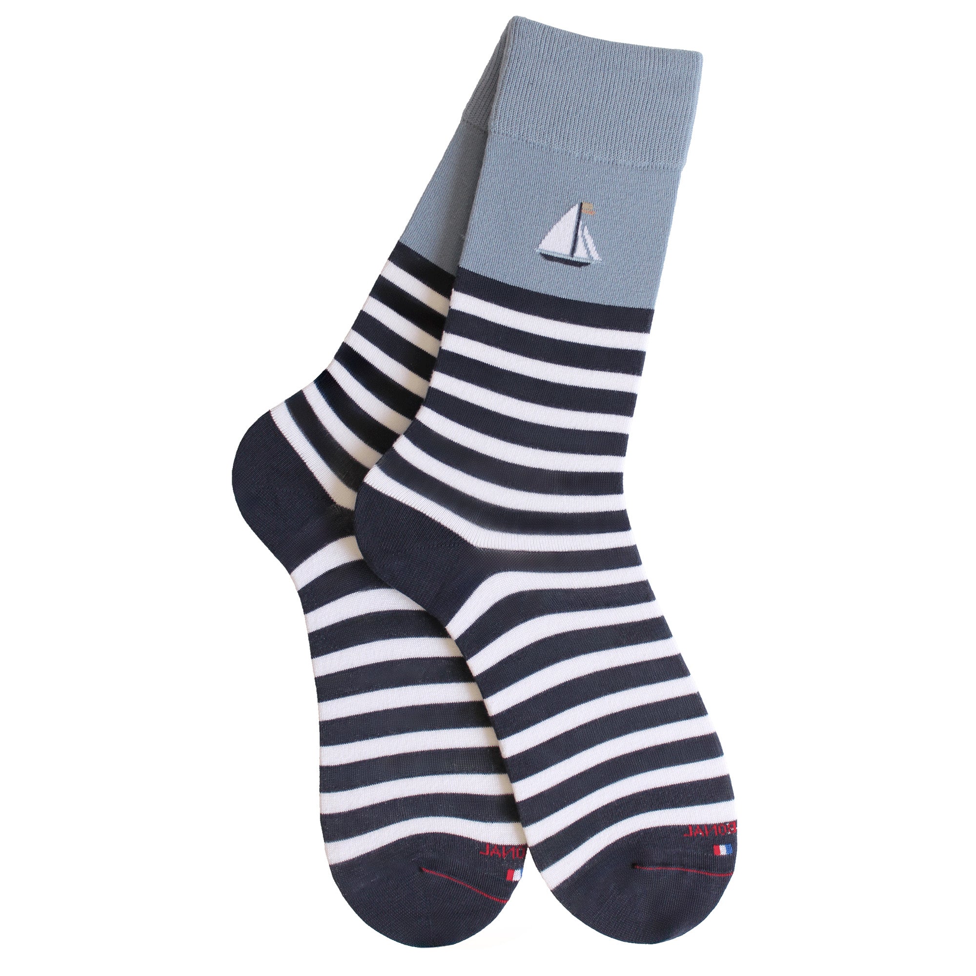 Chaussettes en coton Marine & Bleu - Motif voilier