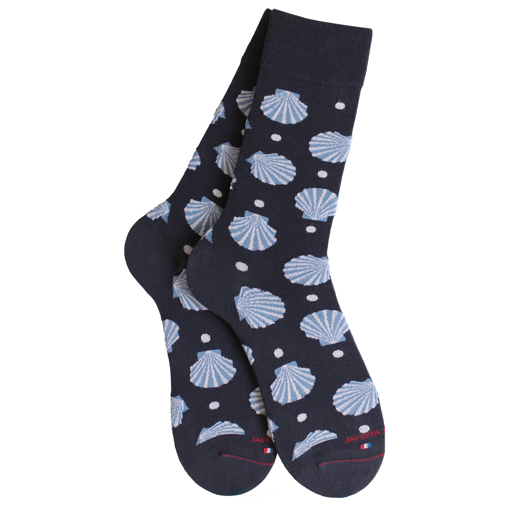 Chaussettes en coton Marine - Motifs coquilles Saint Jacques