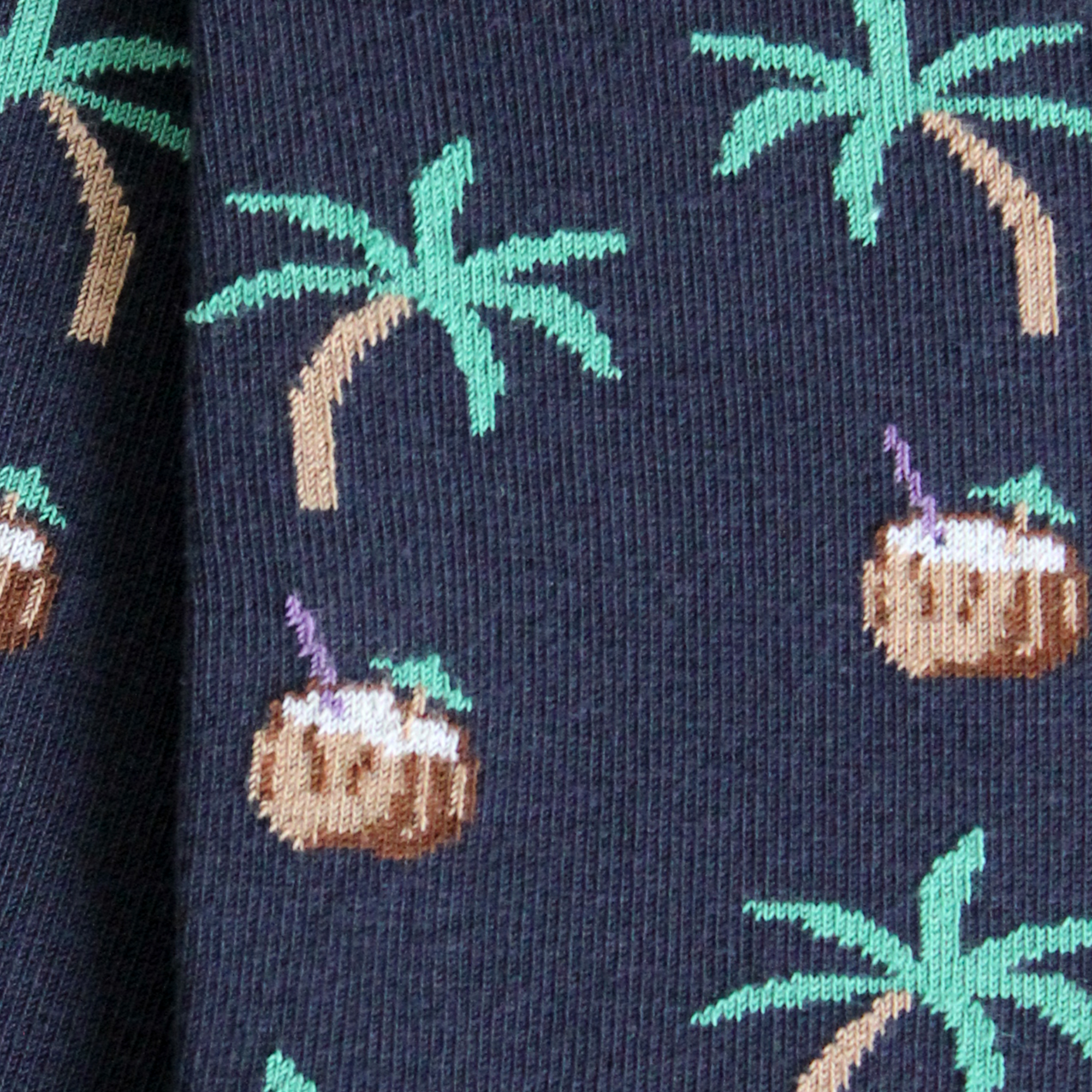 Chaussettes en coton Marine - Noix de coco et palmiers