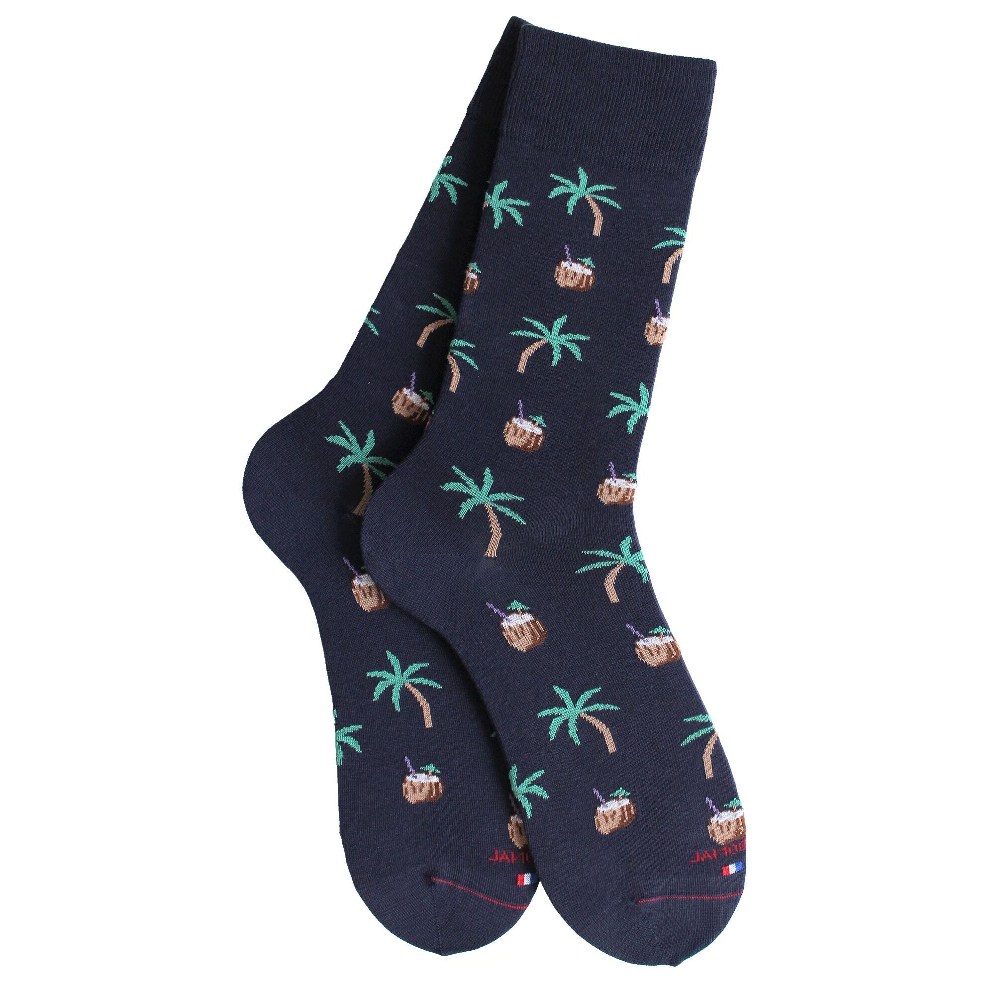 Chaussettes en coton Marine - Noix de coco et palmiers