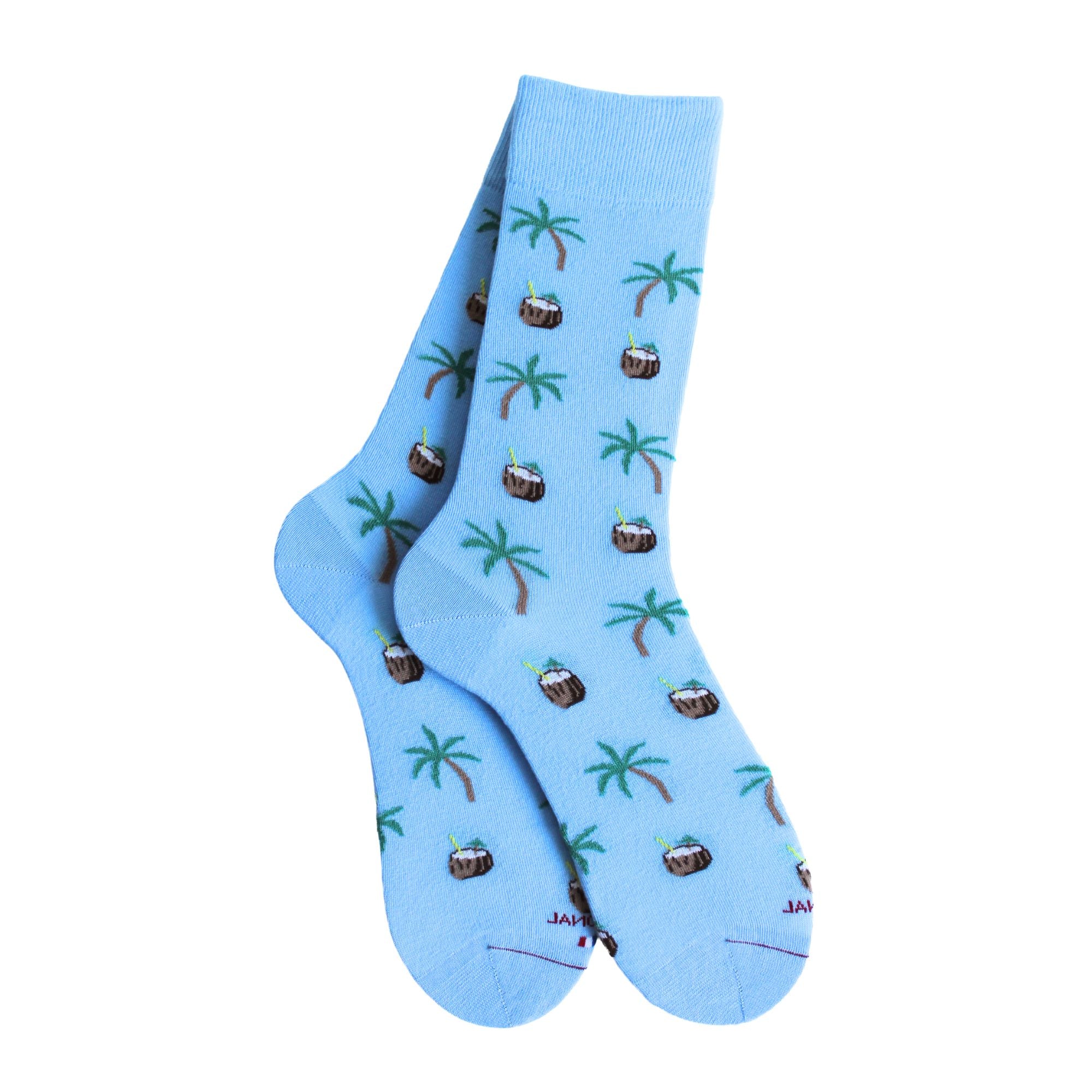 Chaussettes en coton Bleu clair - Noix de coco et palmiers