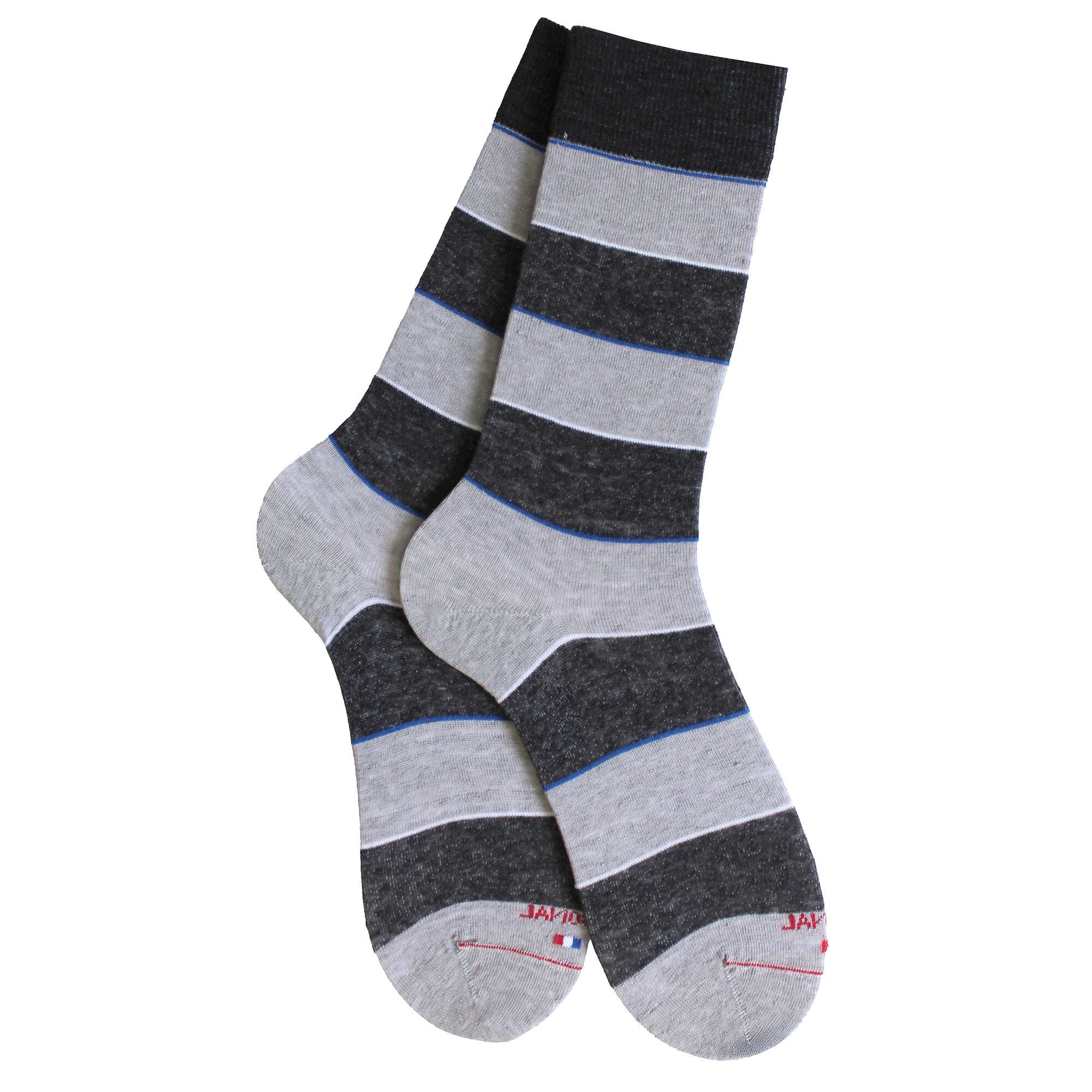 Chaussettes en lin Gris clair - Rayures