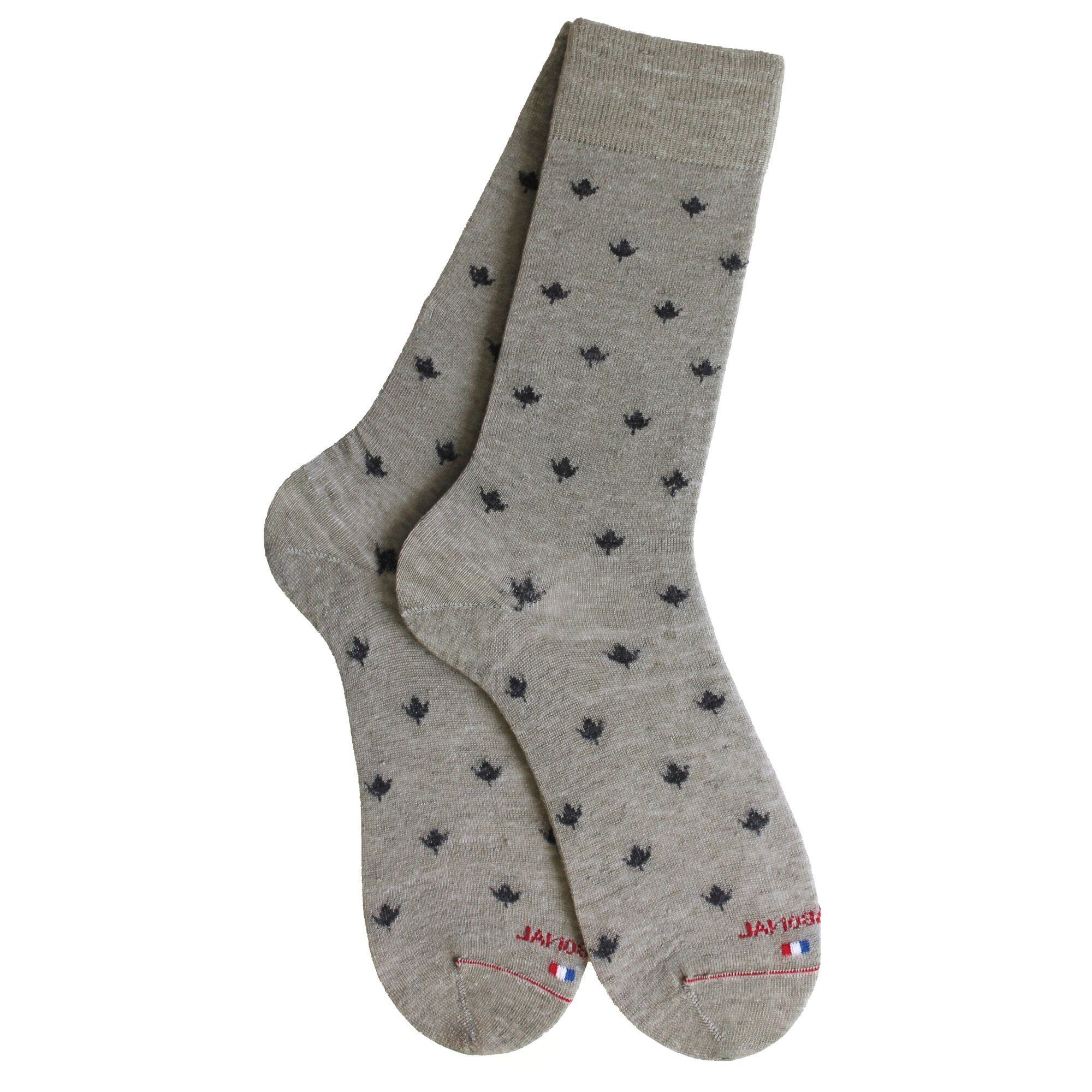 Chaussettes en lin Taupe - Semis feuilles lin
