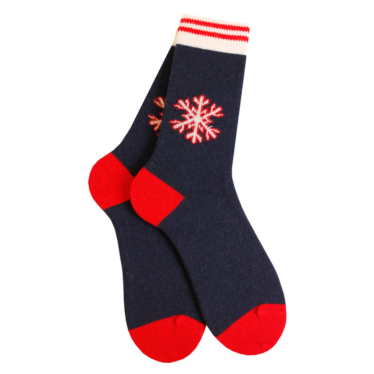 Chaussettes laine bleu motif flocon