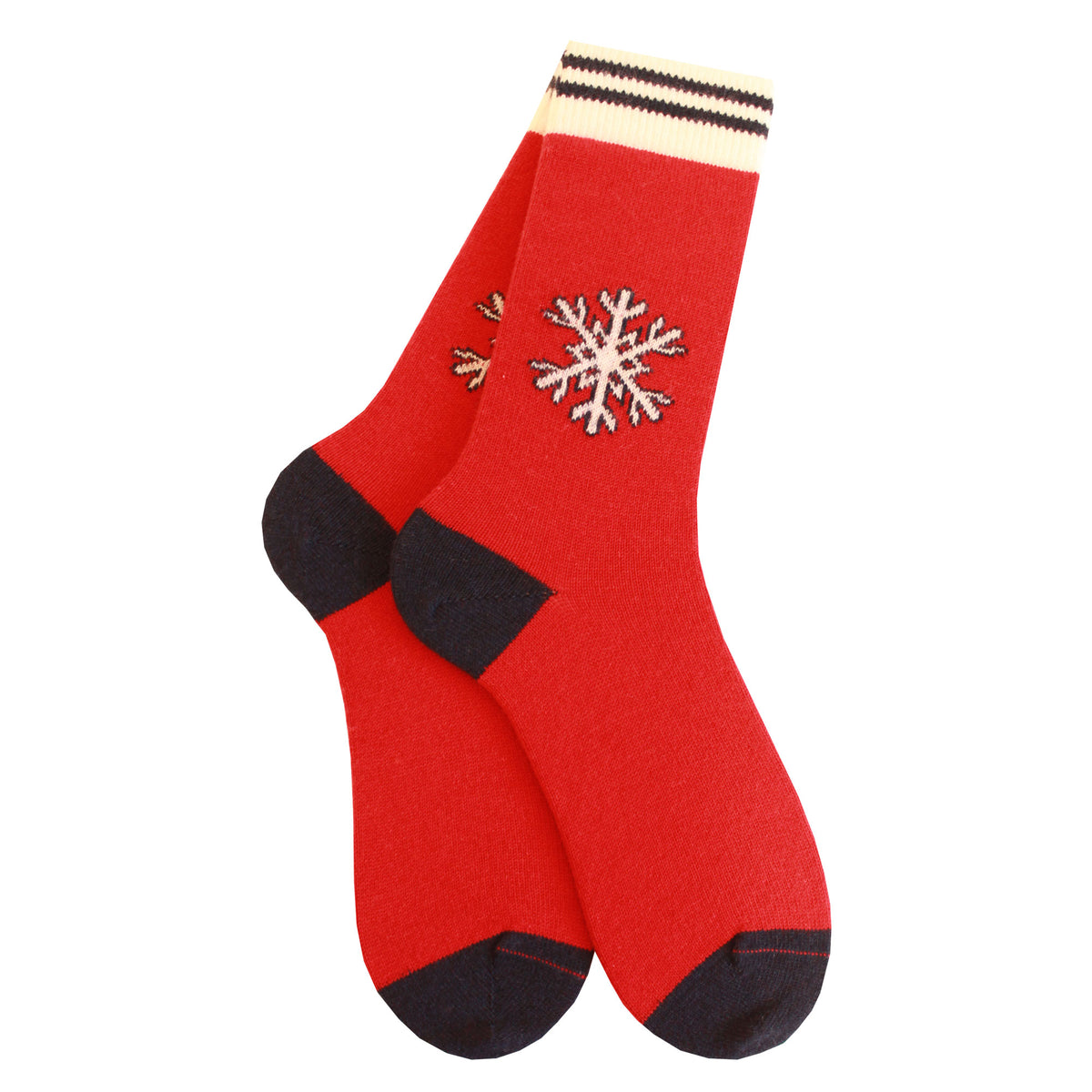 Chaussettes laine rouge motif flocon