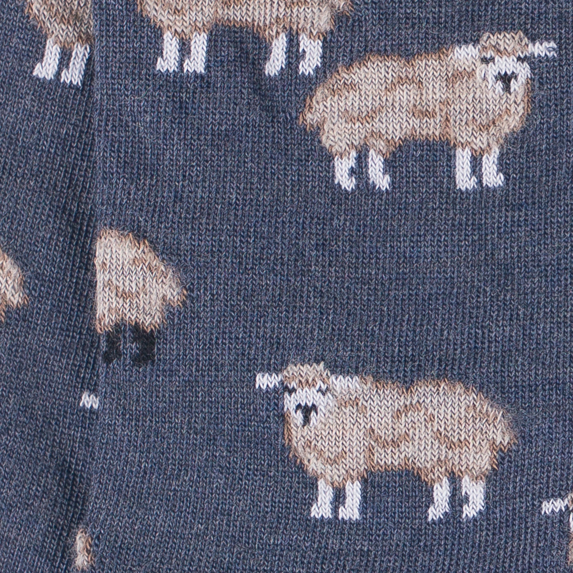 Chaussettes en laine mérinos Bleu - Motifs semis moutons