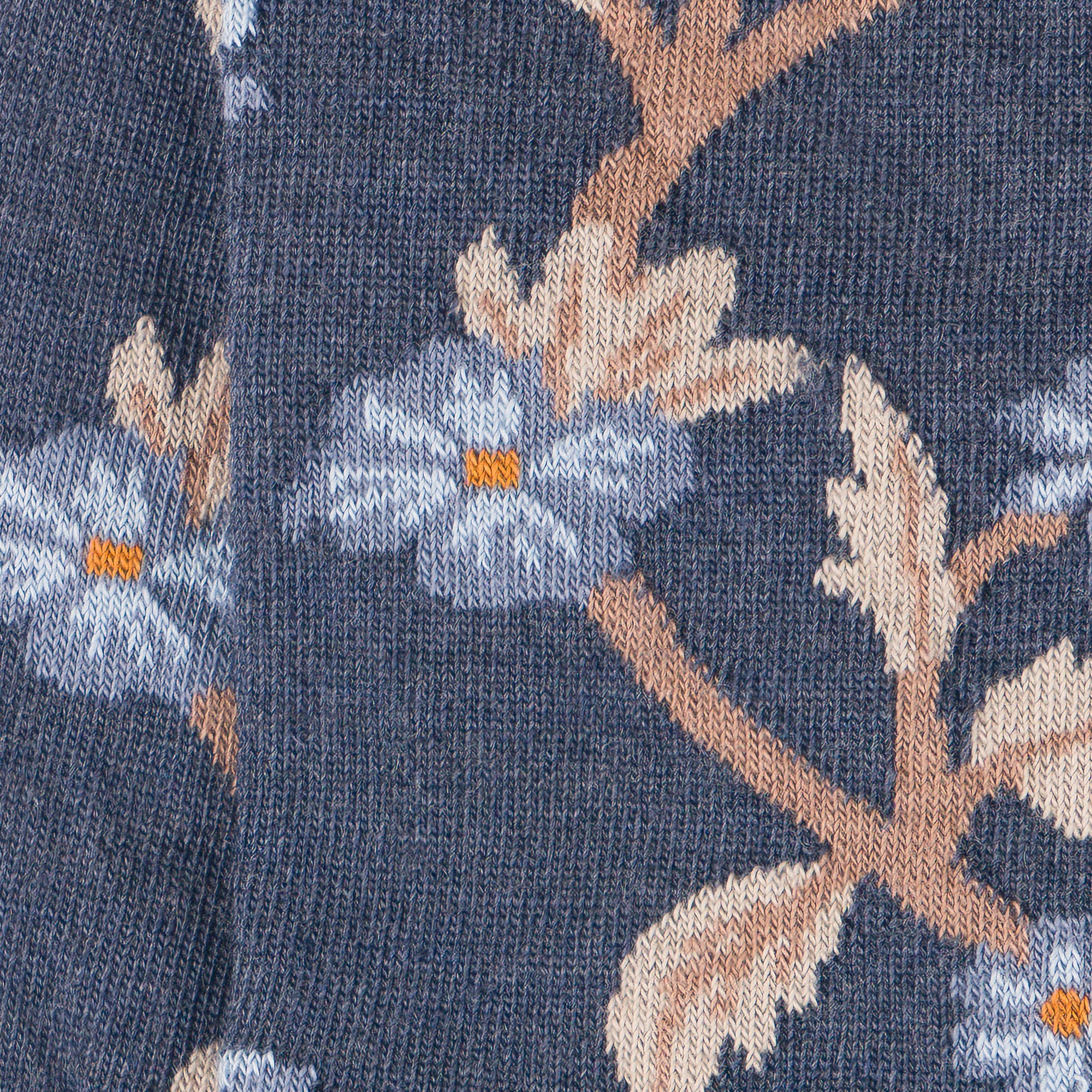 Chaussettes en laine mérinos Bleu - Motifs fleurs
