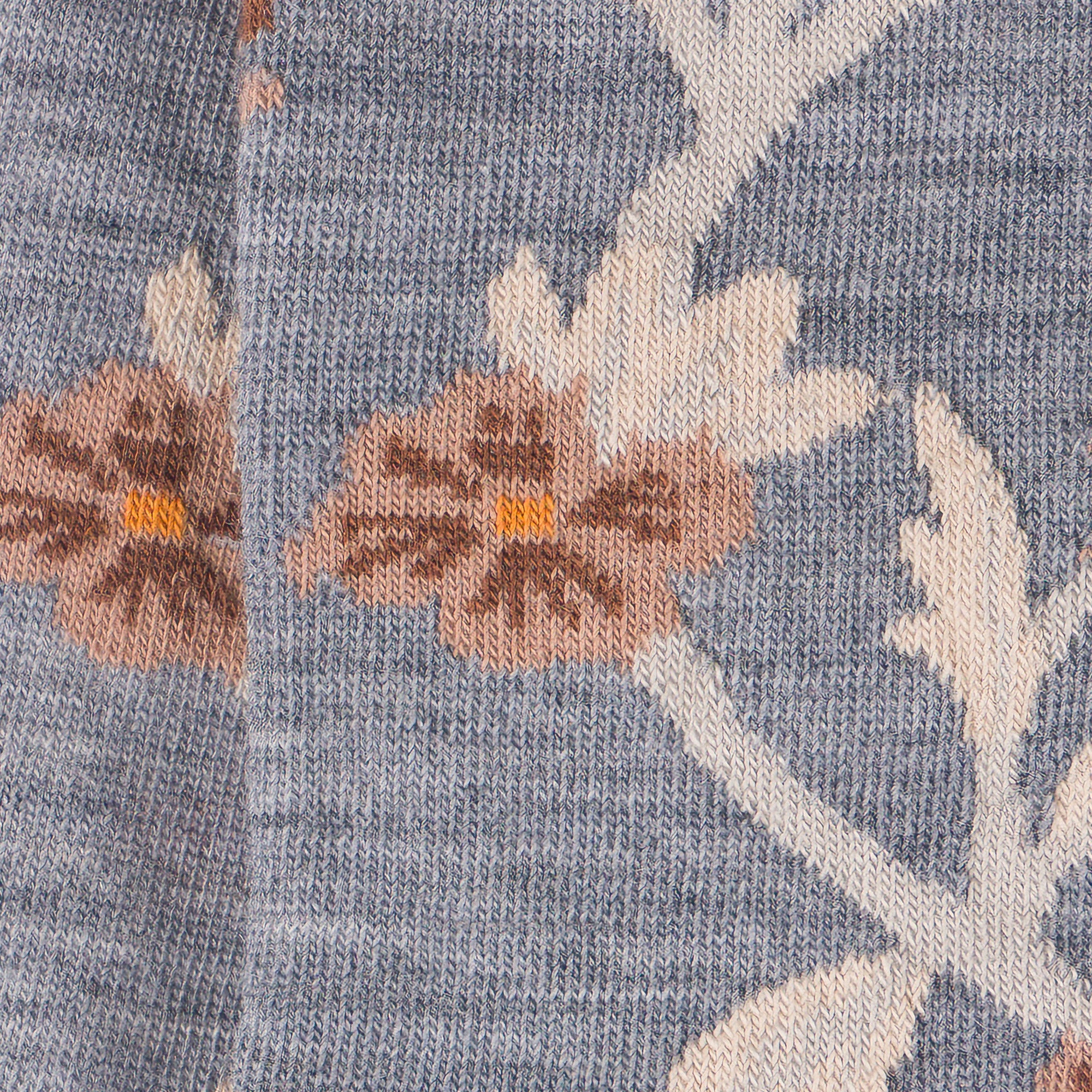 Chaussettes en laine mérinos Gris fer - Motifs fleurs