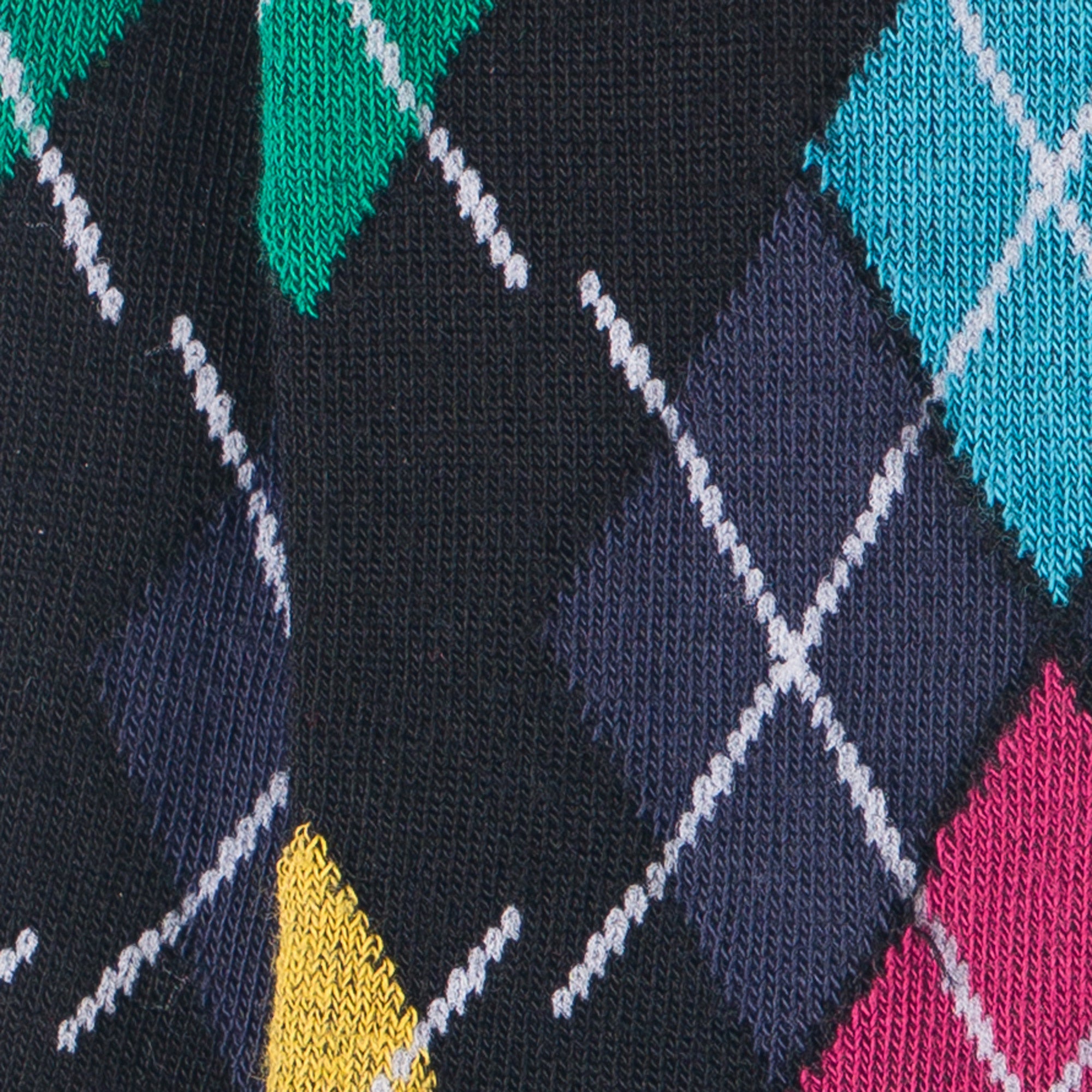 Chaussettes en laine mérinos Noir - Motifs losanges multicolores