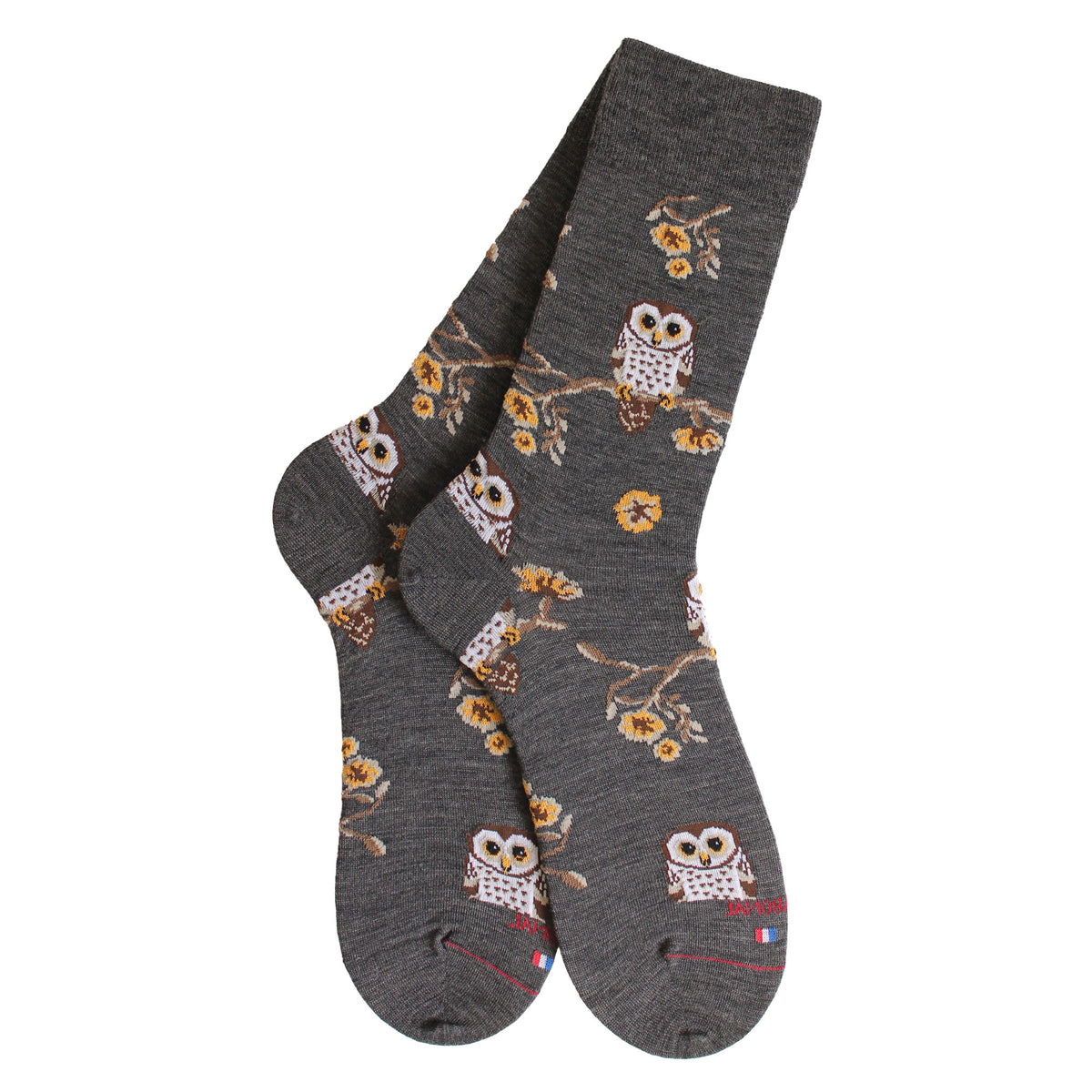 Chaussettes laine gris chouettes