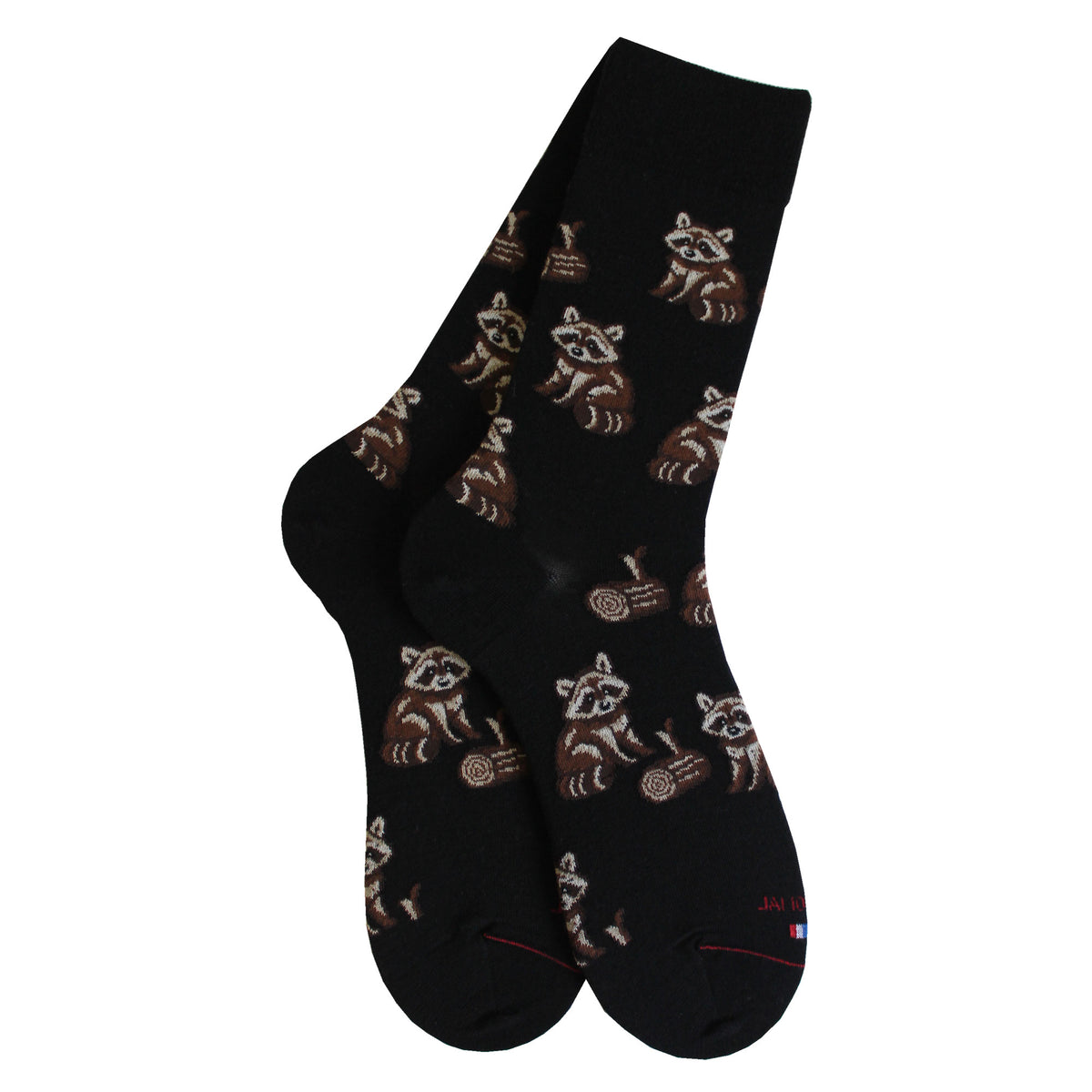 Chaussettes laine noir ratons laveurs