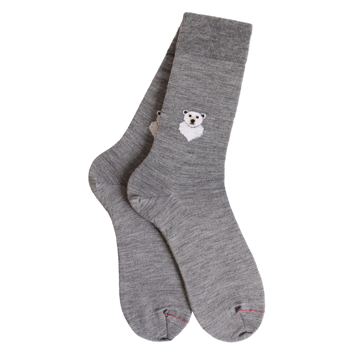 Chaussettes laine gris motif ours