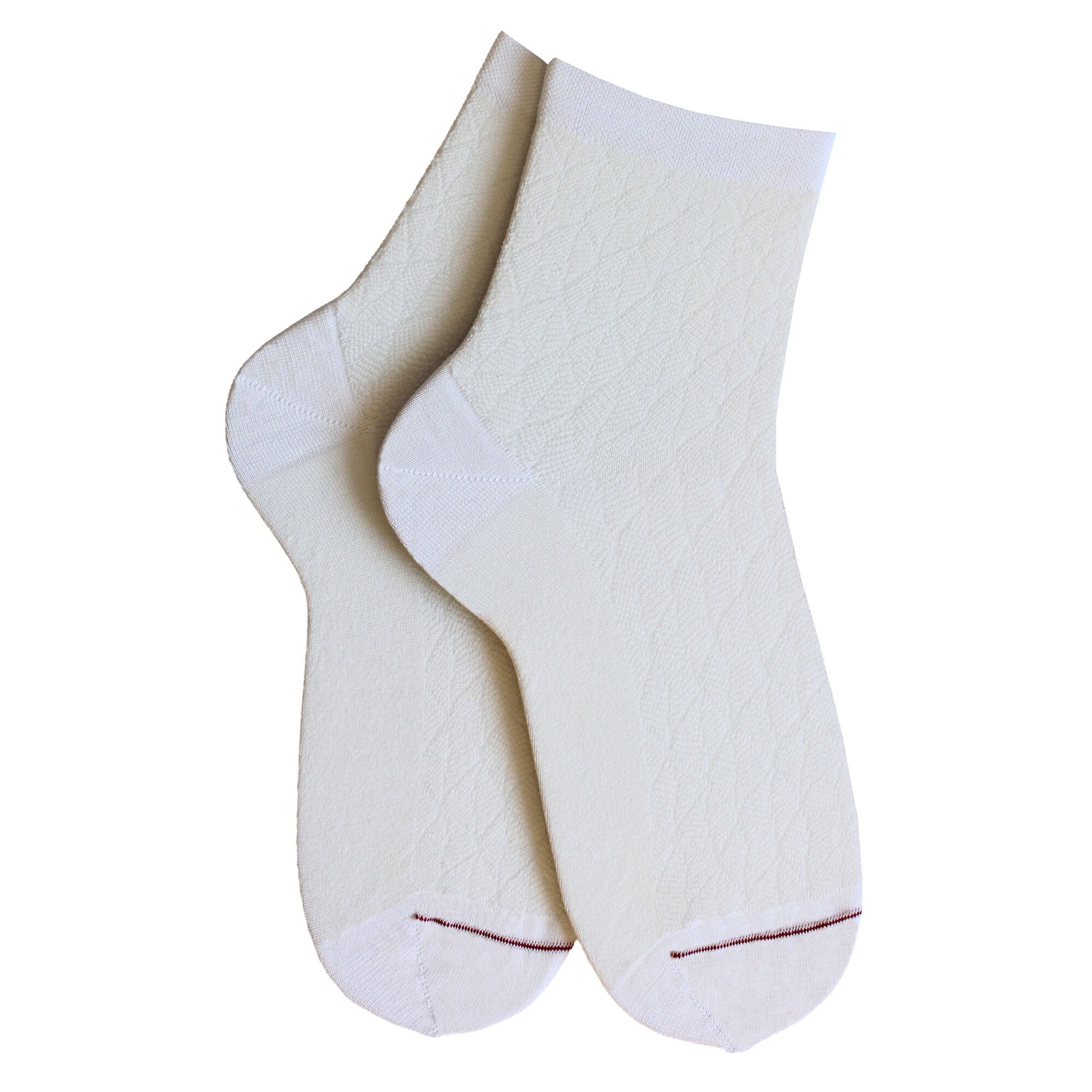 Socquettes en fil d'écosse ajourées Blanc - Géométrique