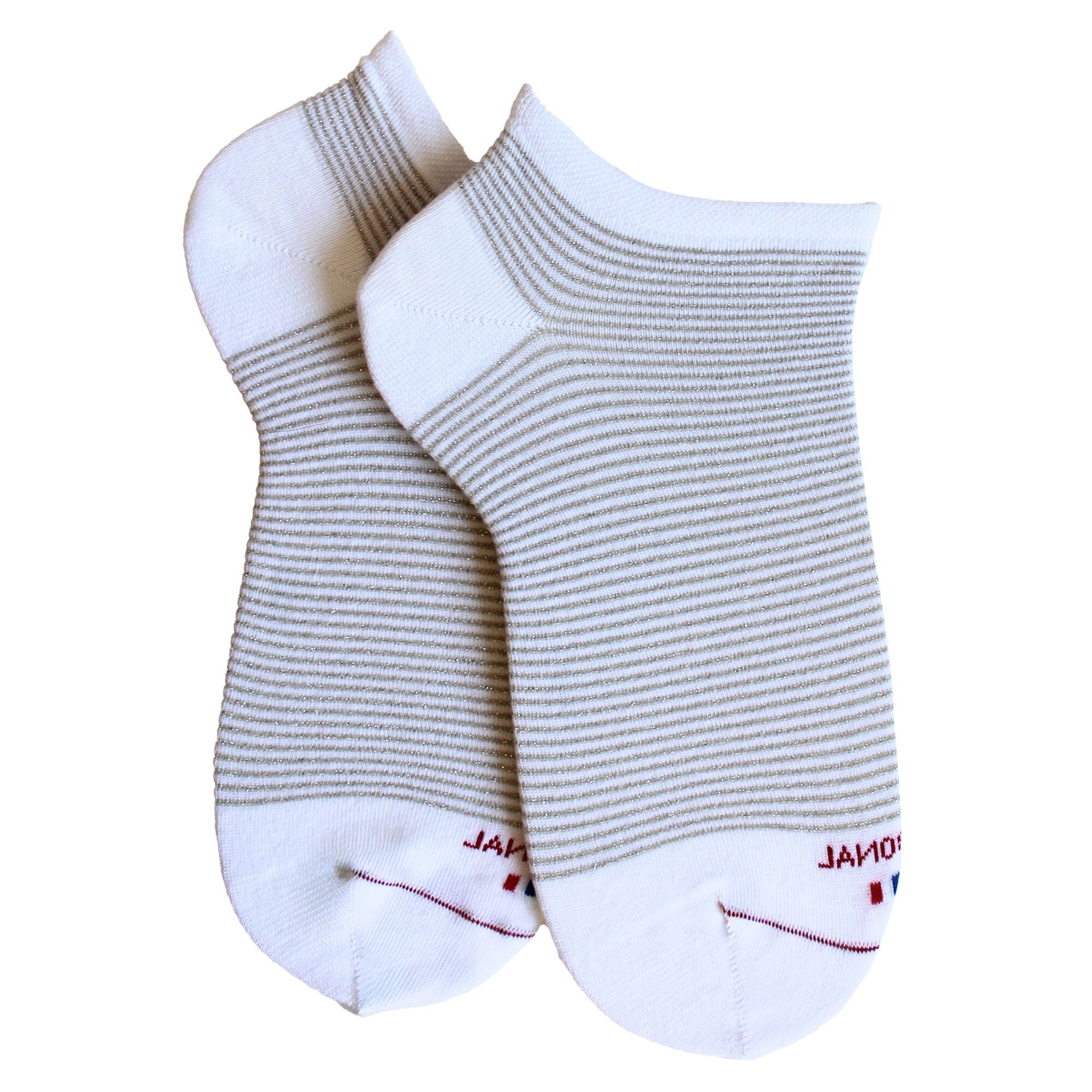 Mini-socquettes en coton Blanc argent - Rayure brillante