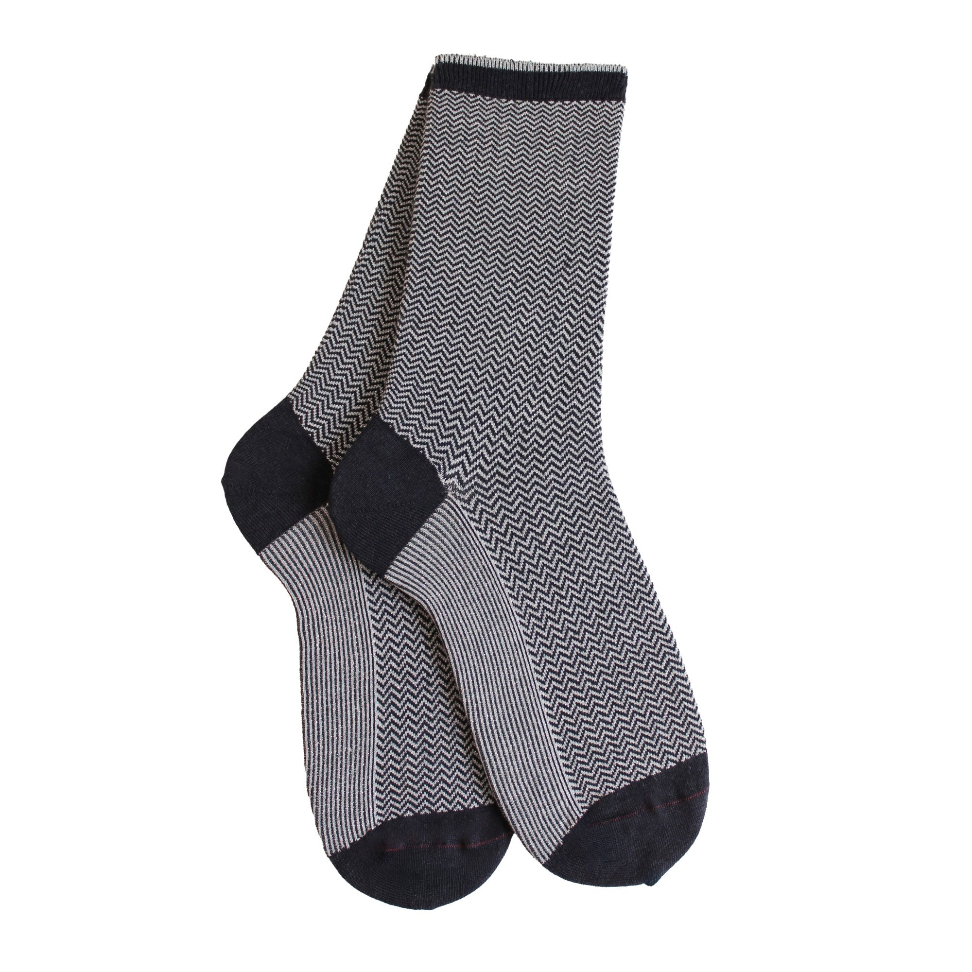 Chaussettes laine bleu motif chevrons brillants