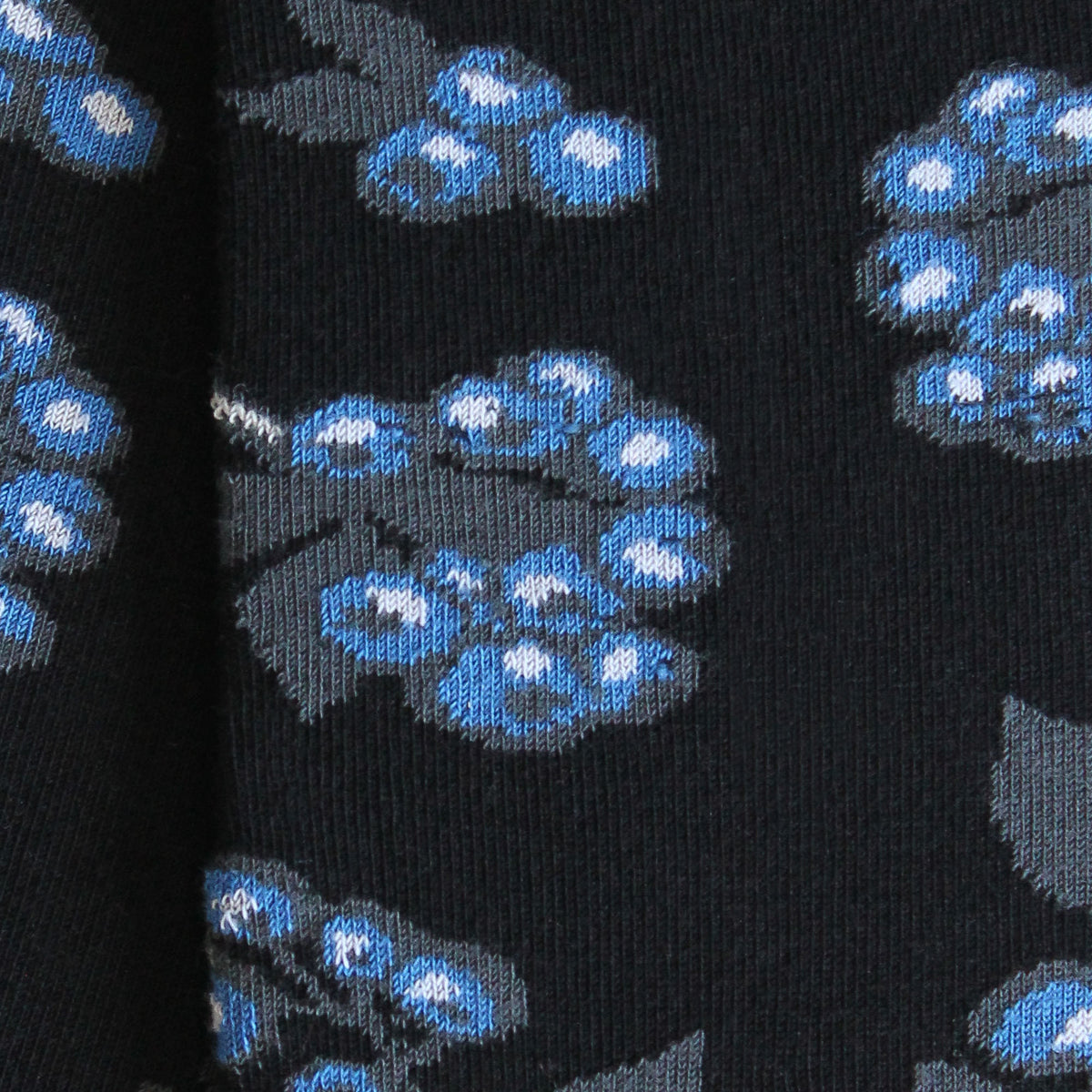 Chaussettes coton noir bleuets