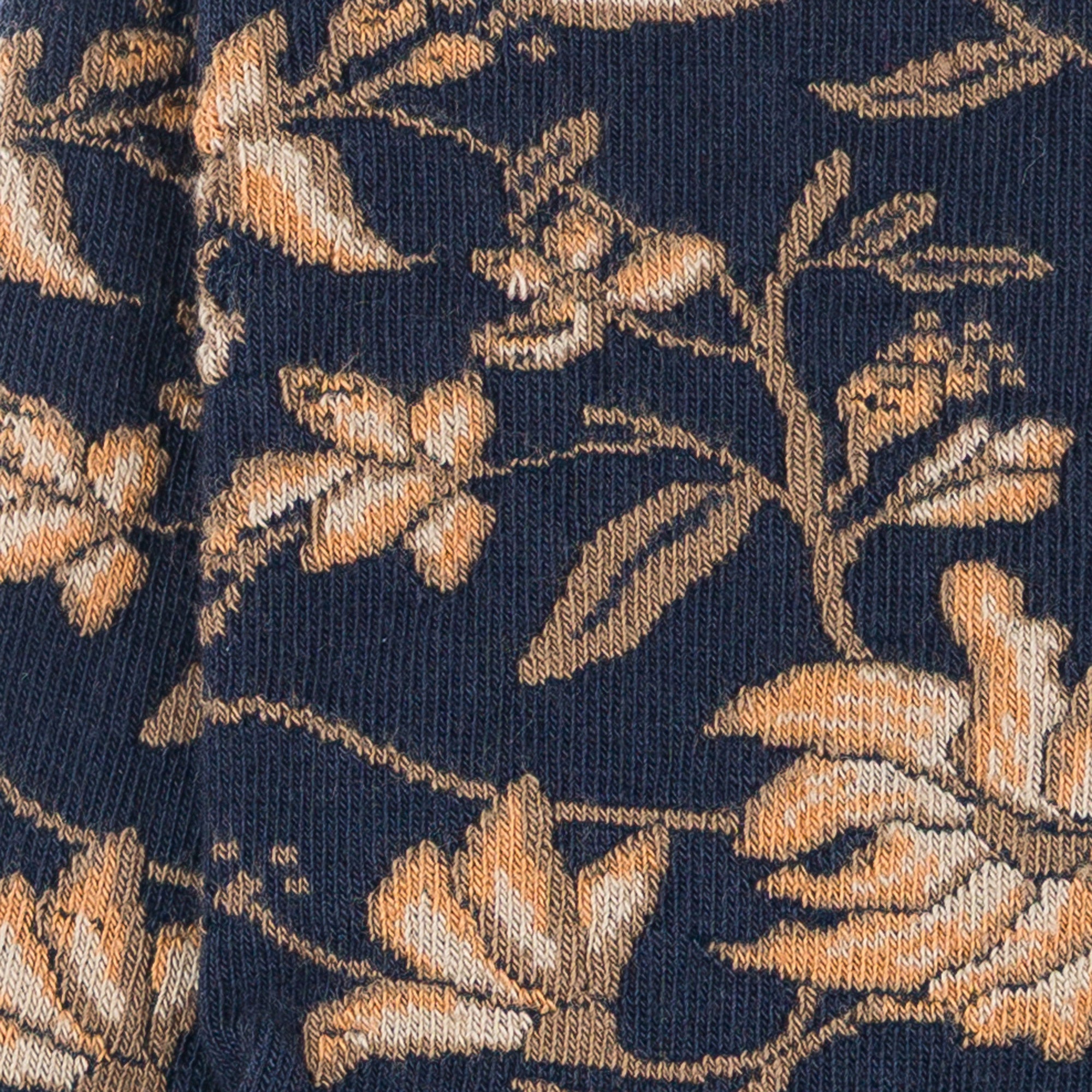 Chaussettes en coton Marine - Motifs fleurs all over