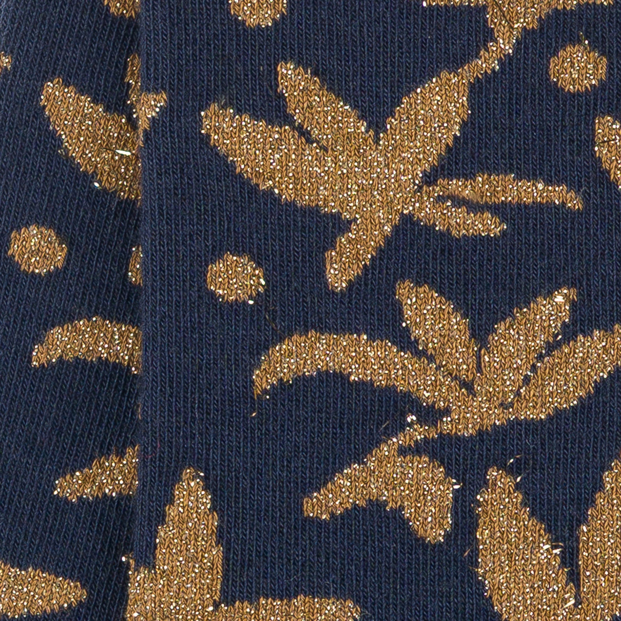 Chaussettes en coton Marine - Motifs fleurs brillantes