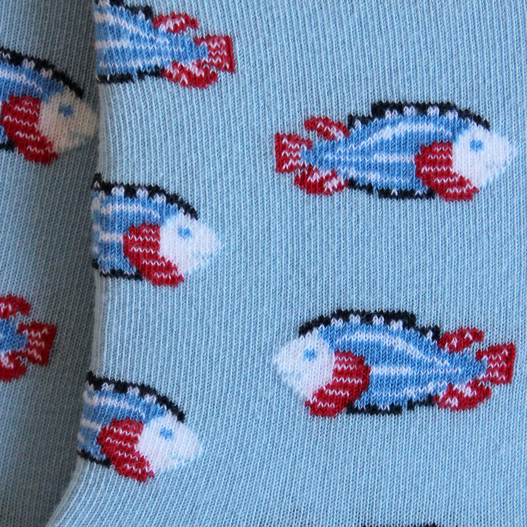 Socquettes en coton Bleu ciel - Semis poissons