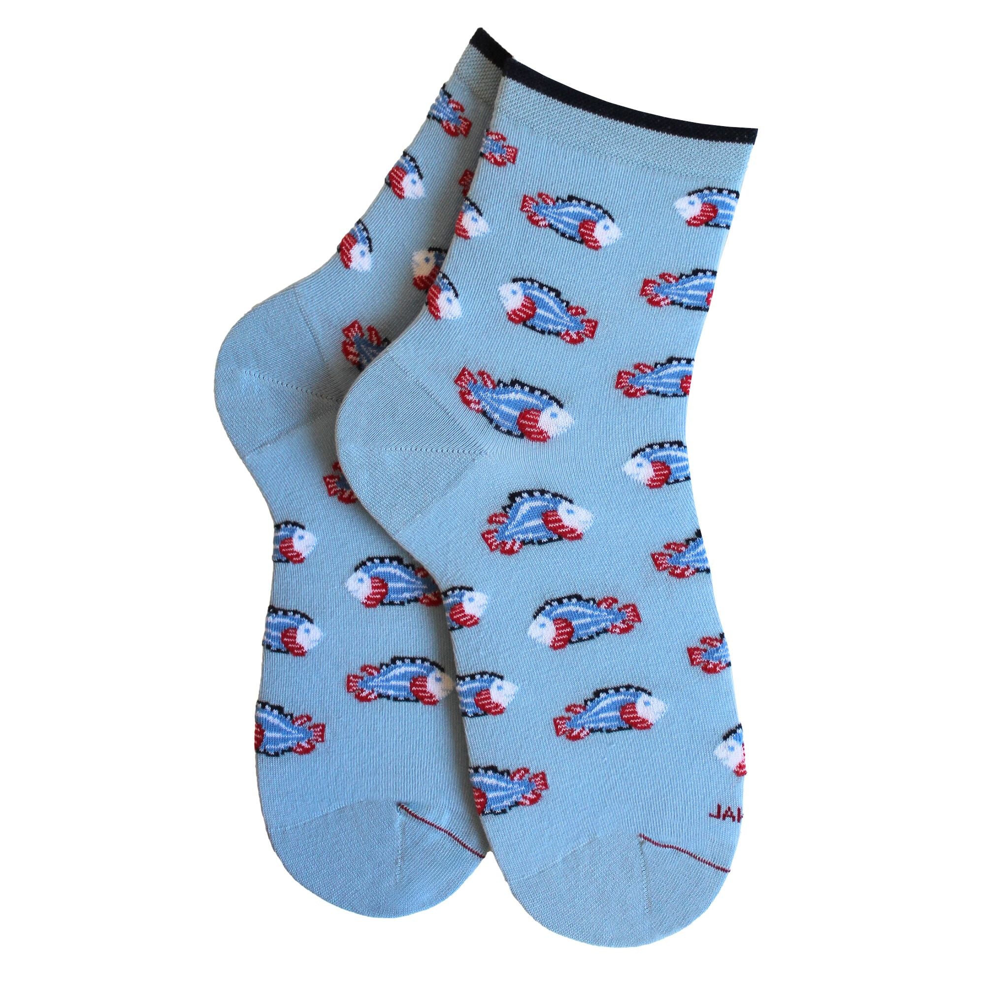 Socquettes en coton Bleu ciel - Semis poissons