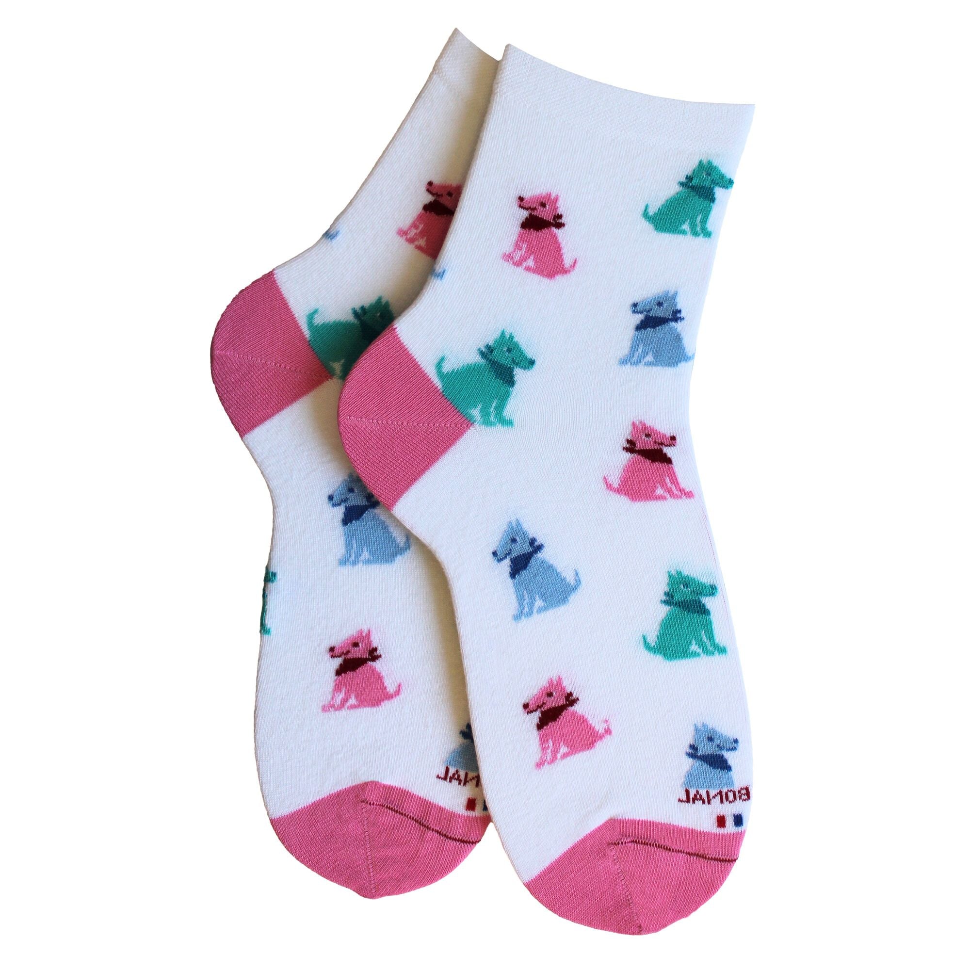 Socquettes en coton Blanc - Chiens colorés