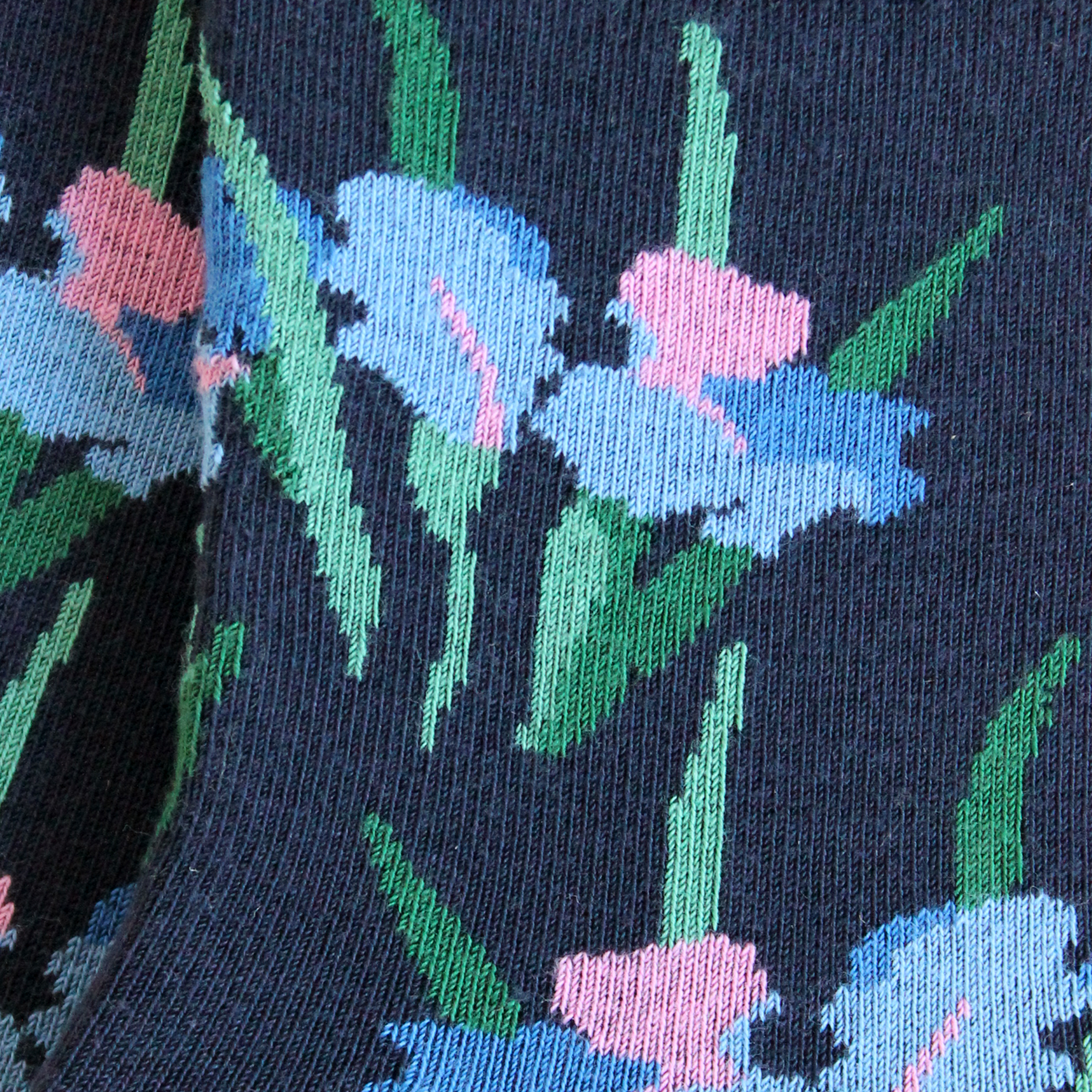 Socquettes en coton Marine - Fleurs abstraites