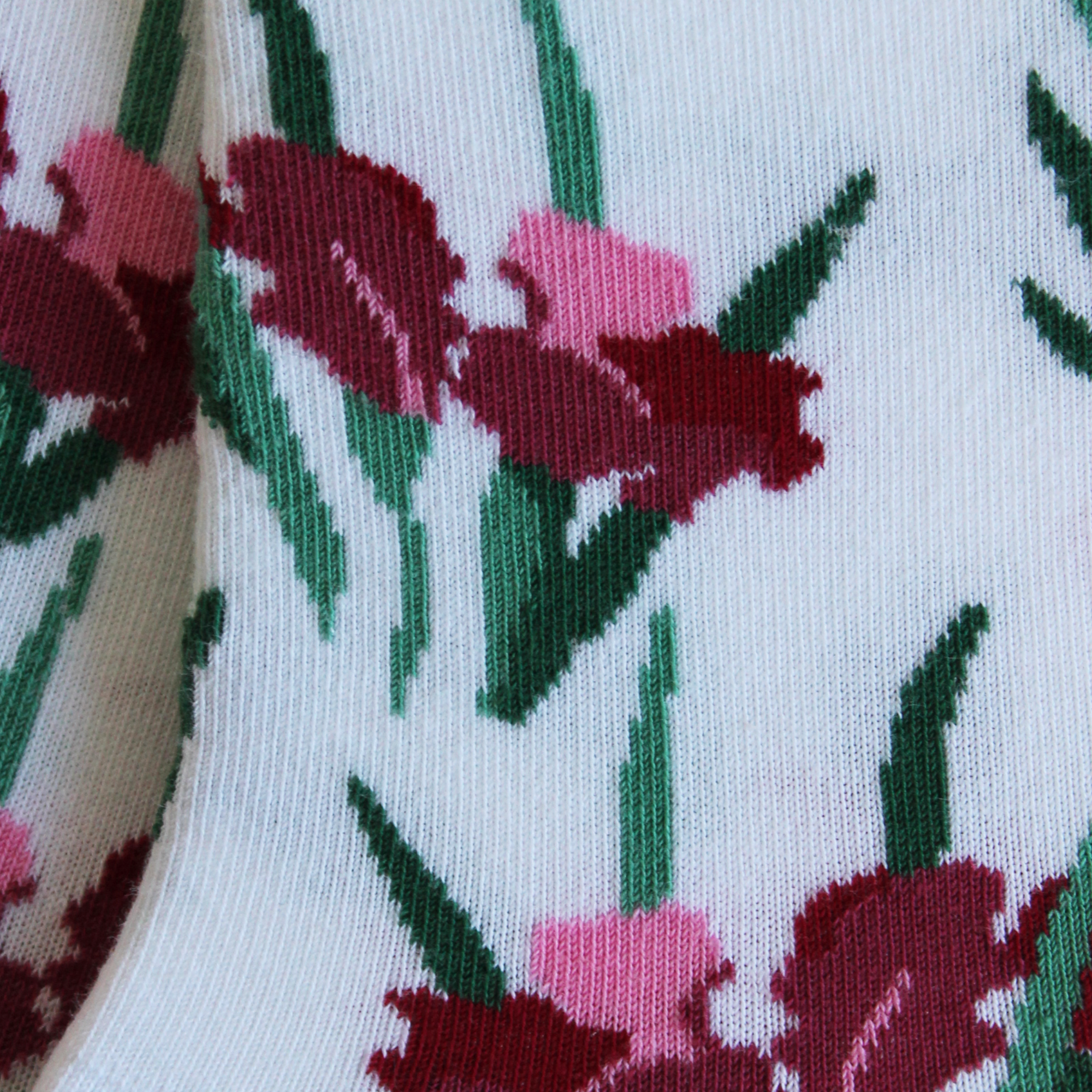 Socquettes en coton Blanc - Fleurs abstraites