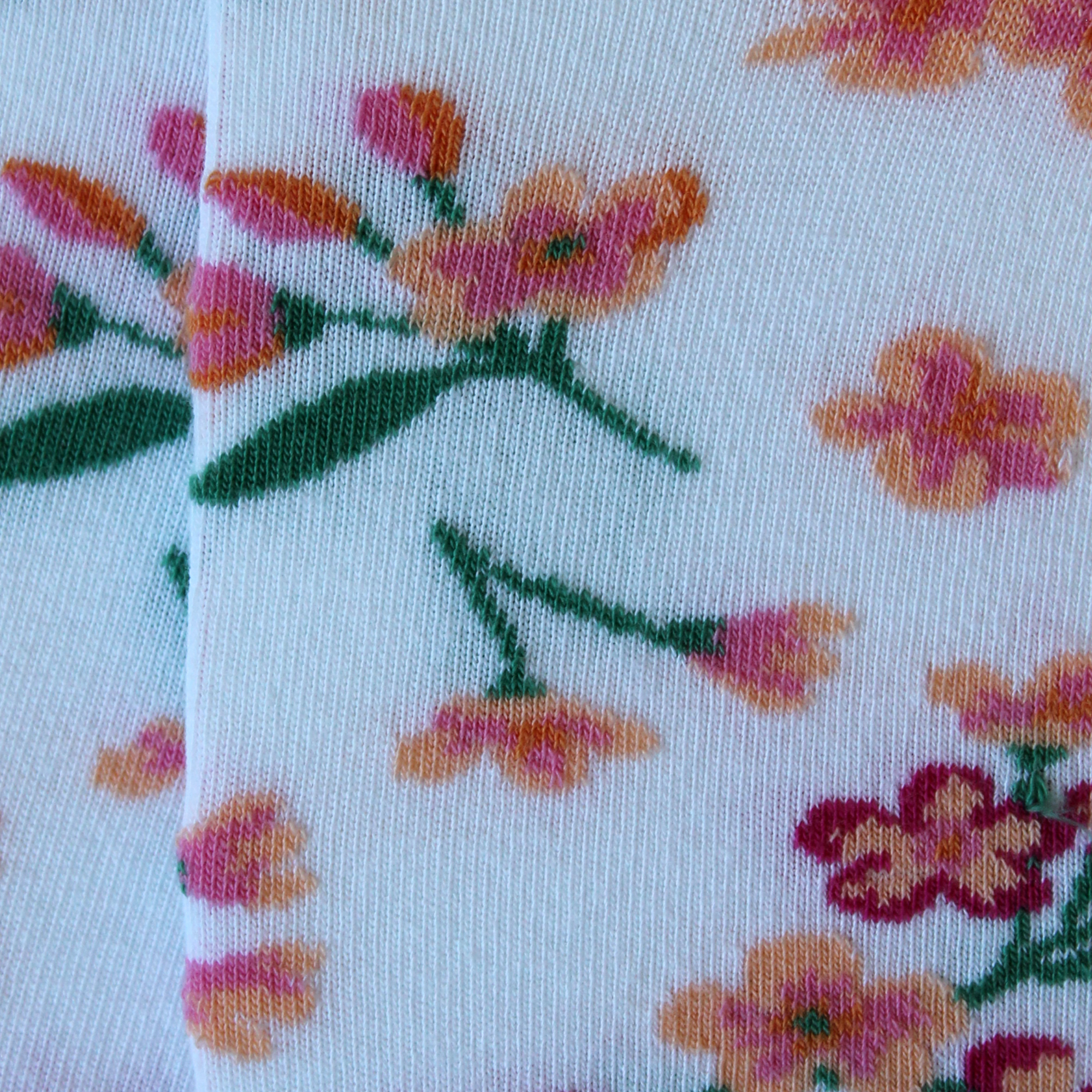 Socquettes en coton Blanc - Fleurs de cerisier