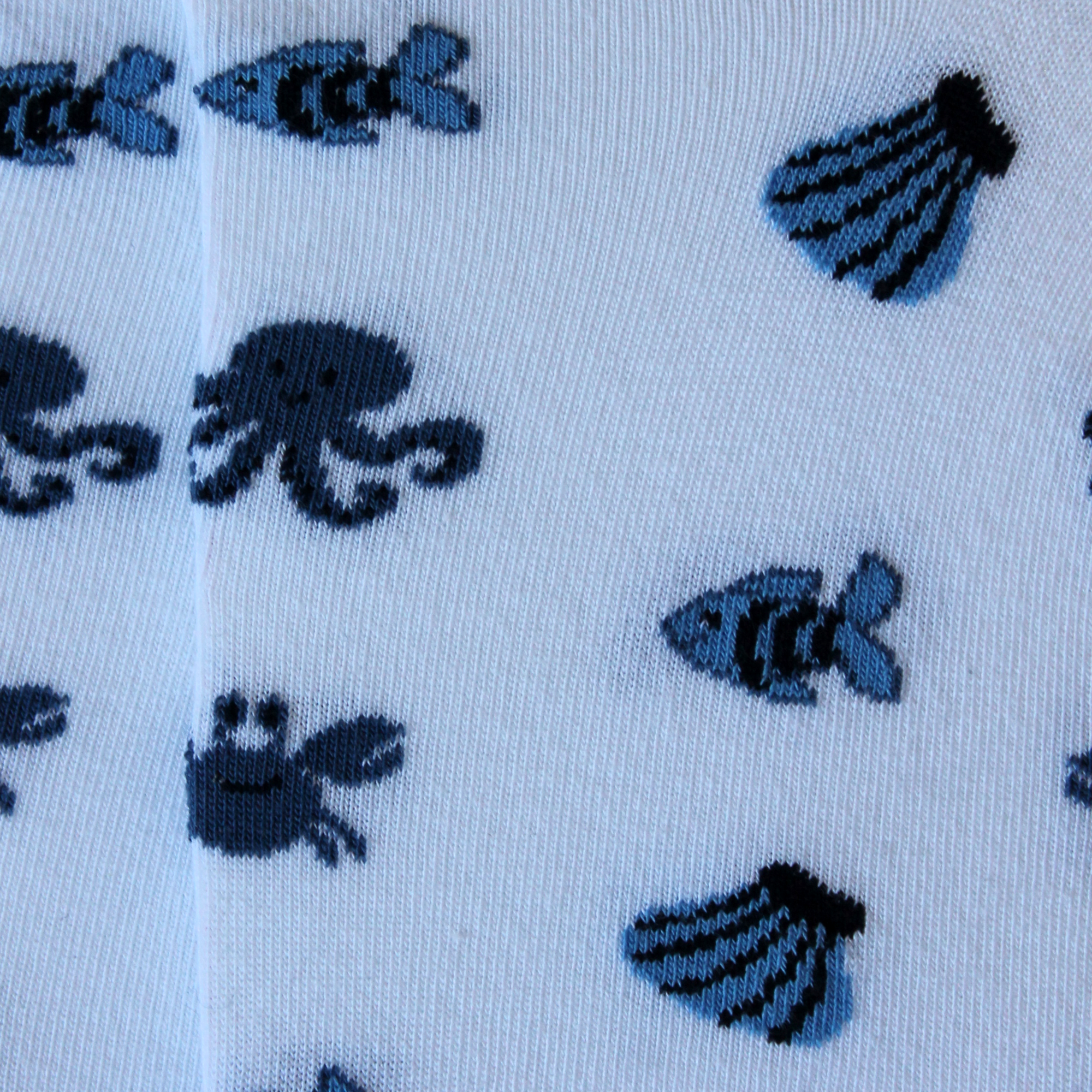 Mini-socquettes en coton Blanc - Semis animaux marins