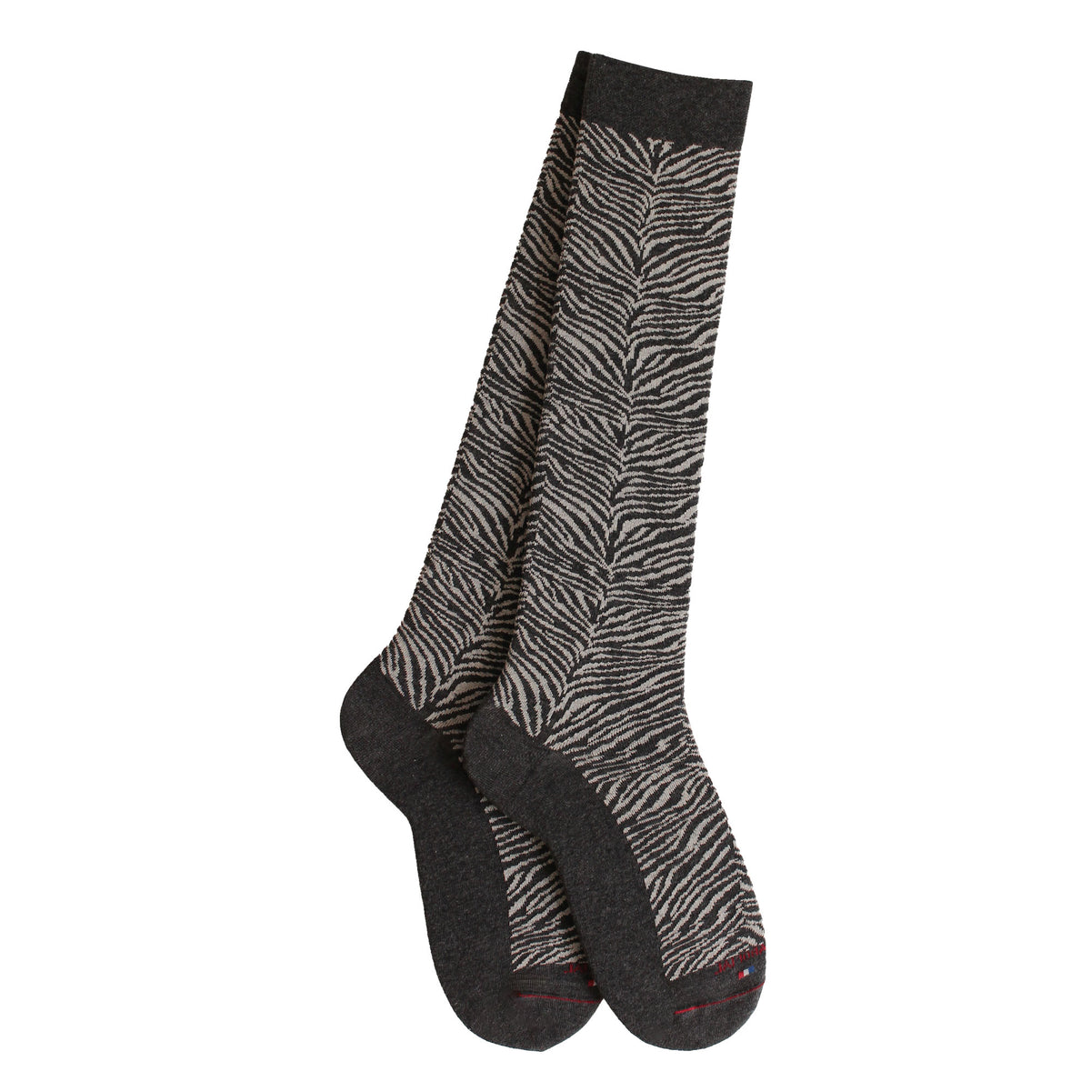 Mi-bas coton gris motif zebre