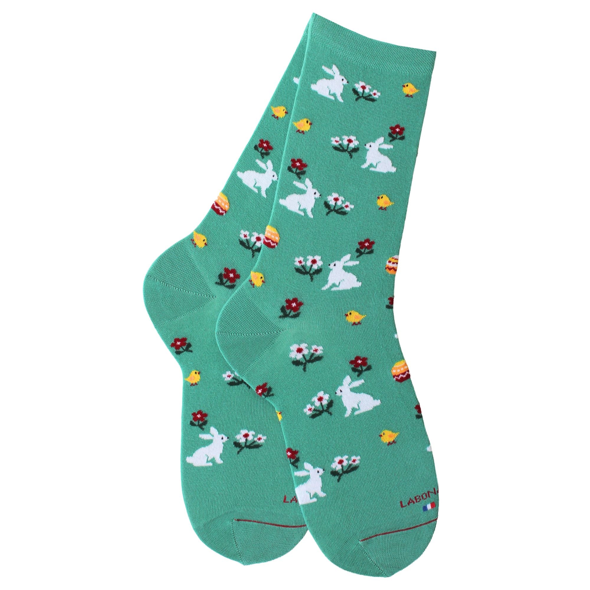Chaussettes en coton vert Pâques - femme