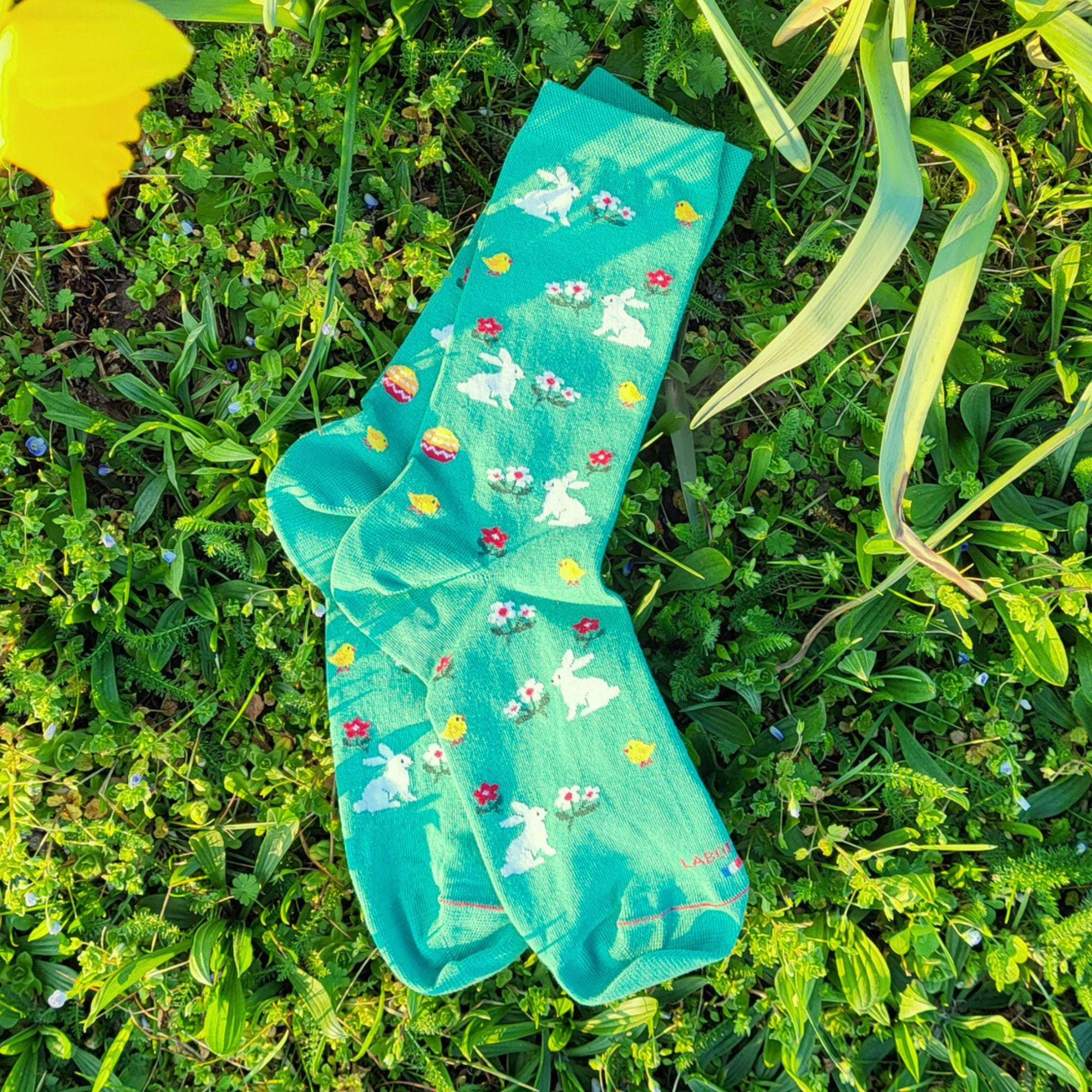 Chaussettes en coton vert Pâques - femme