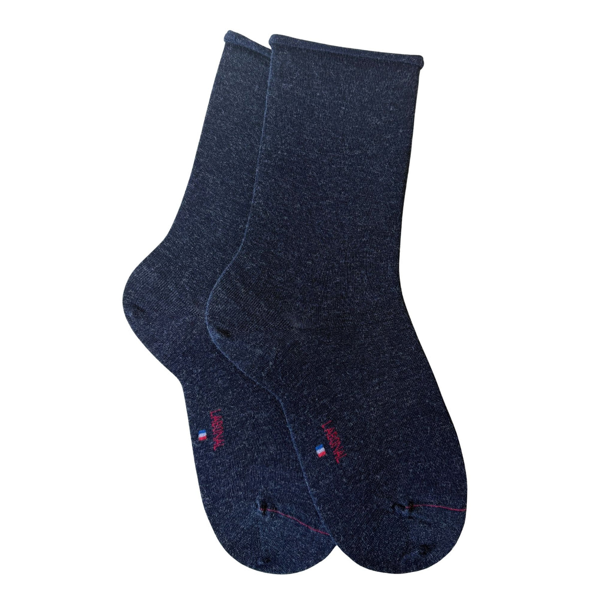 Chaussettes en viscose et soie Bleu jean - Unies jersey roulottées
