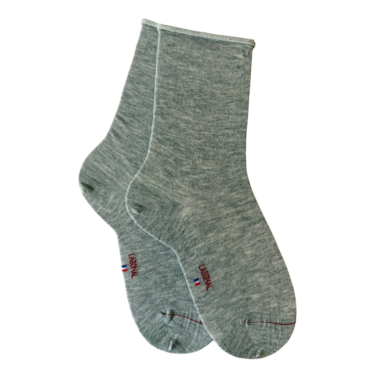 Chaussettes en viscose et soie Gris - Unies jersey roulottées