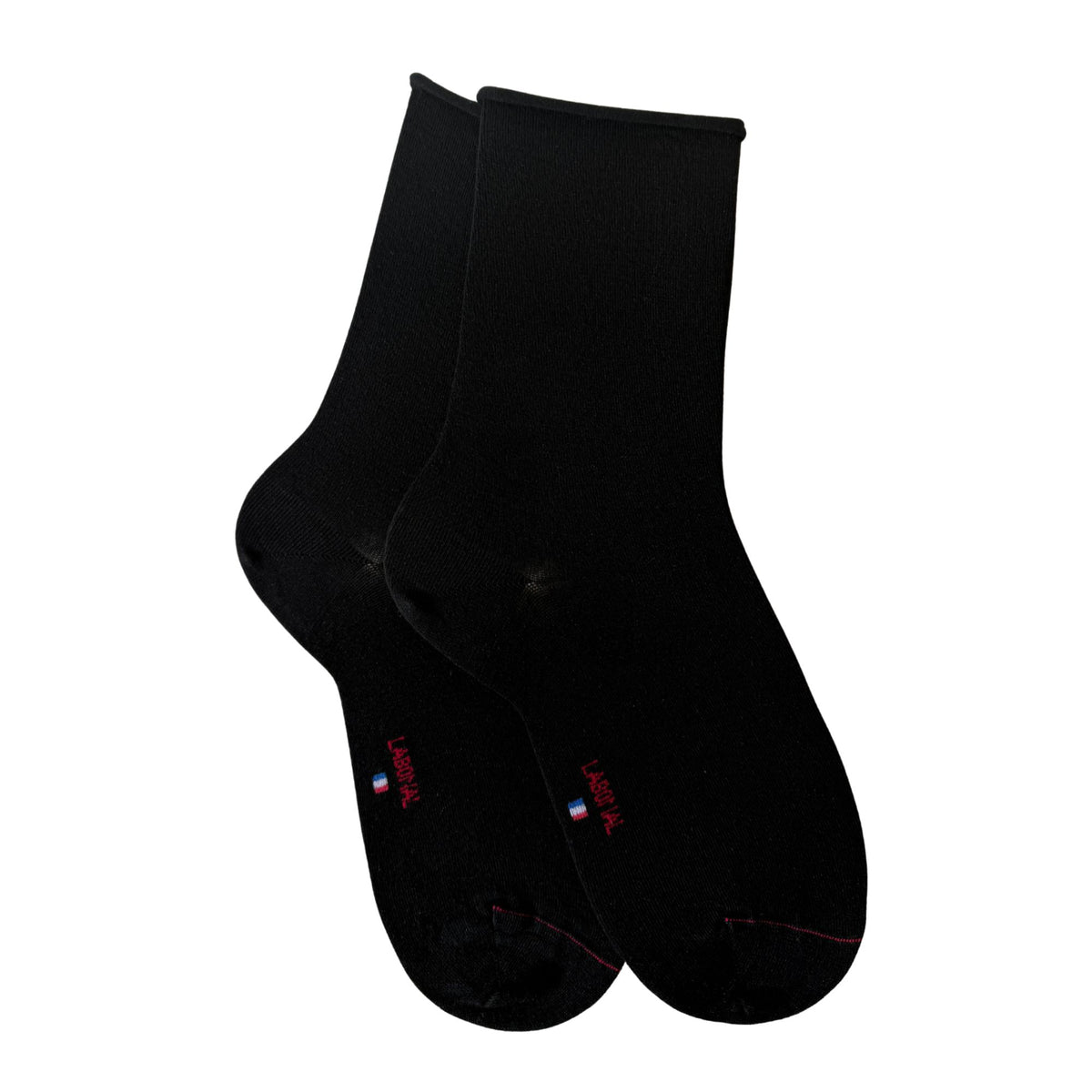 Chaussettes en viscose et soie Noir - Unies jersey roulottées