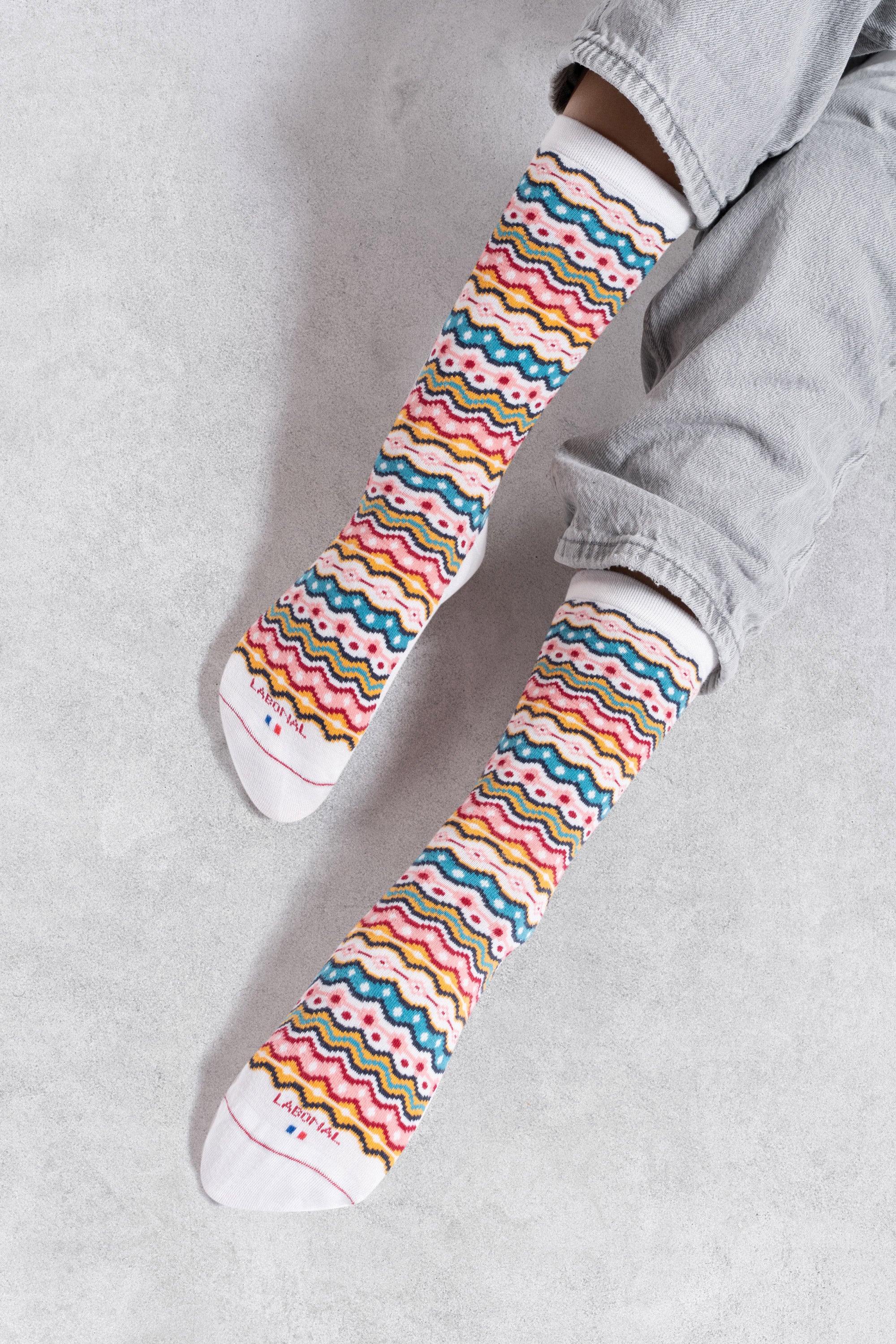 Chaussettes en viscose et soie Ecru - Style norvégien