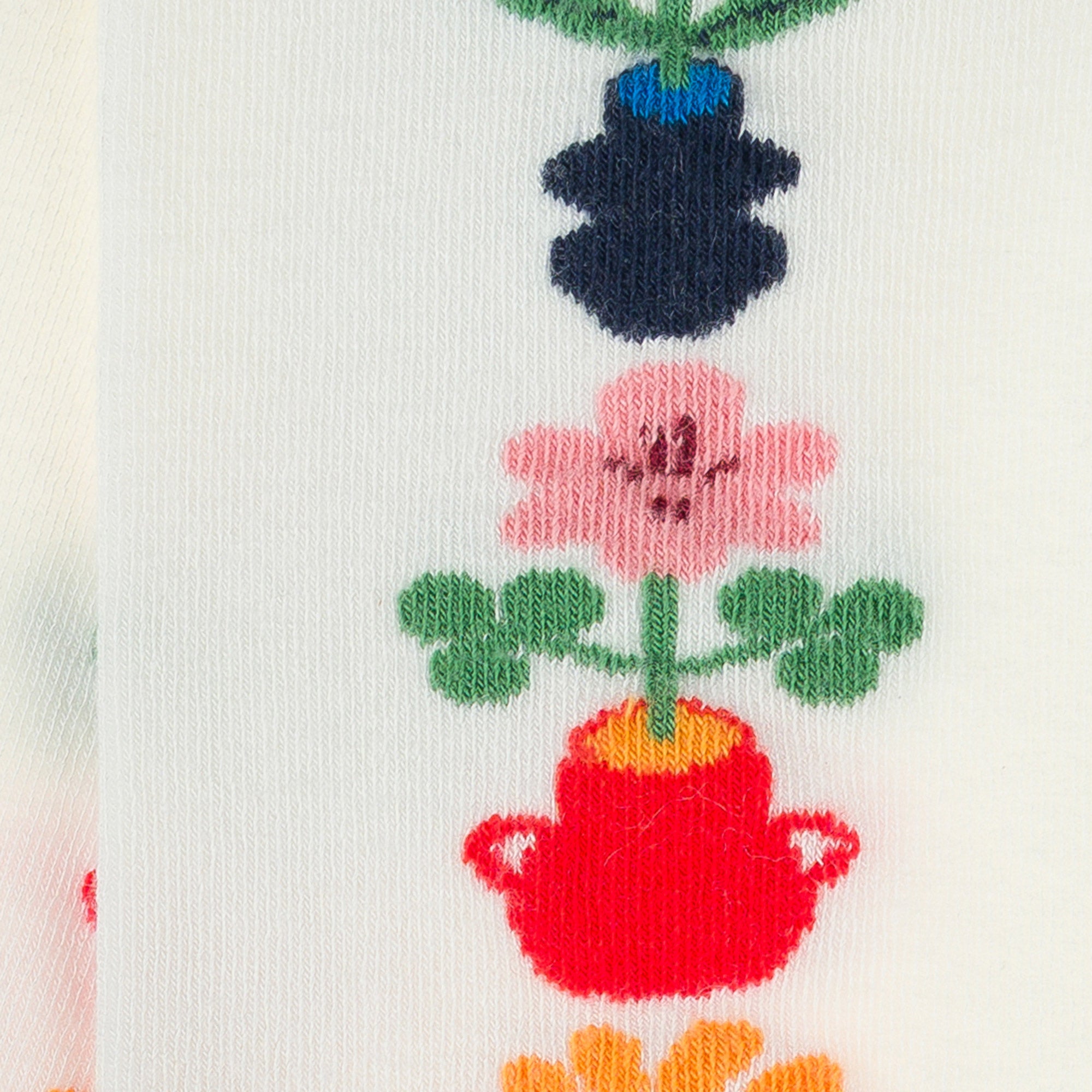 Chaussettes en viscose et soie Ecru - Baguette fleurs