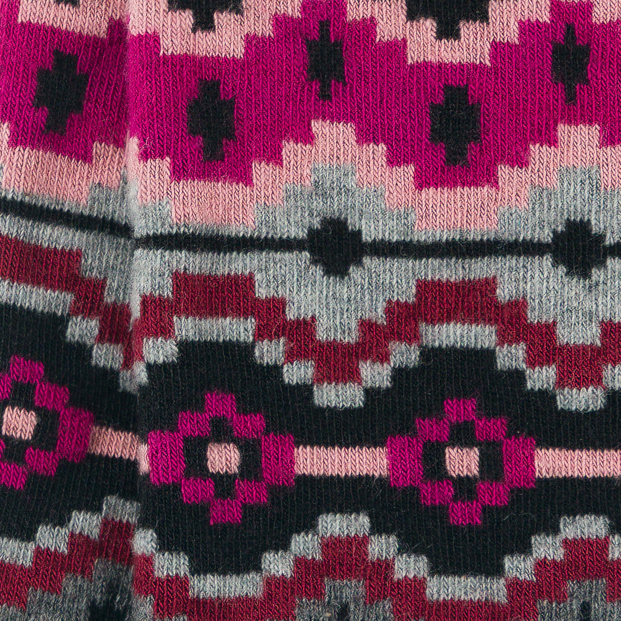 Chaussettes hautes en viscose et soie Noir - Motif norvégien coloré